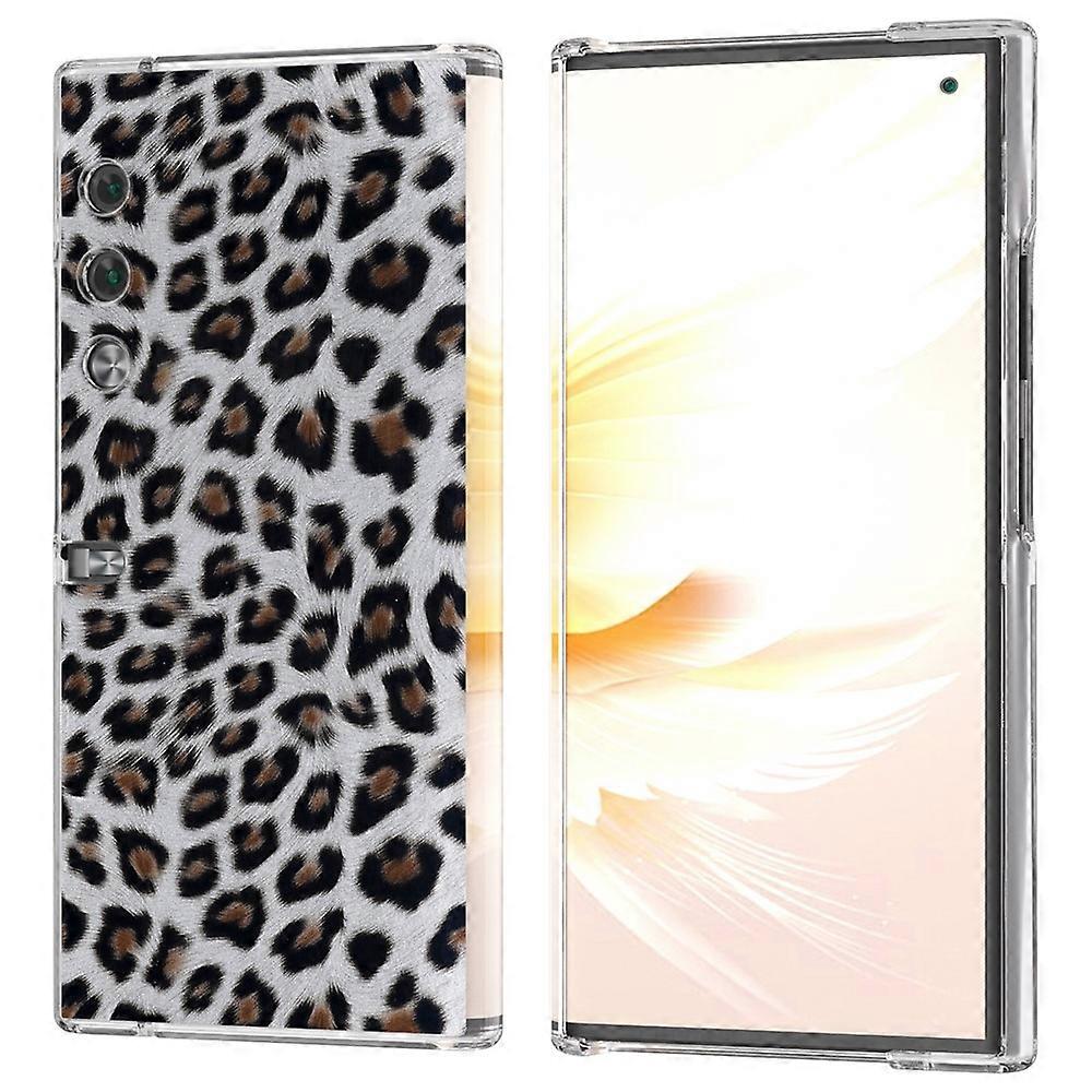 Compatible For Honor V Purse Case Leopard Pattern Leather+PC Matte Edge Protective Phone Cover