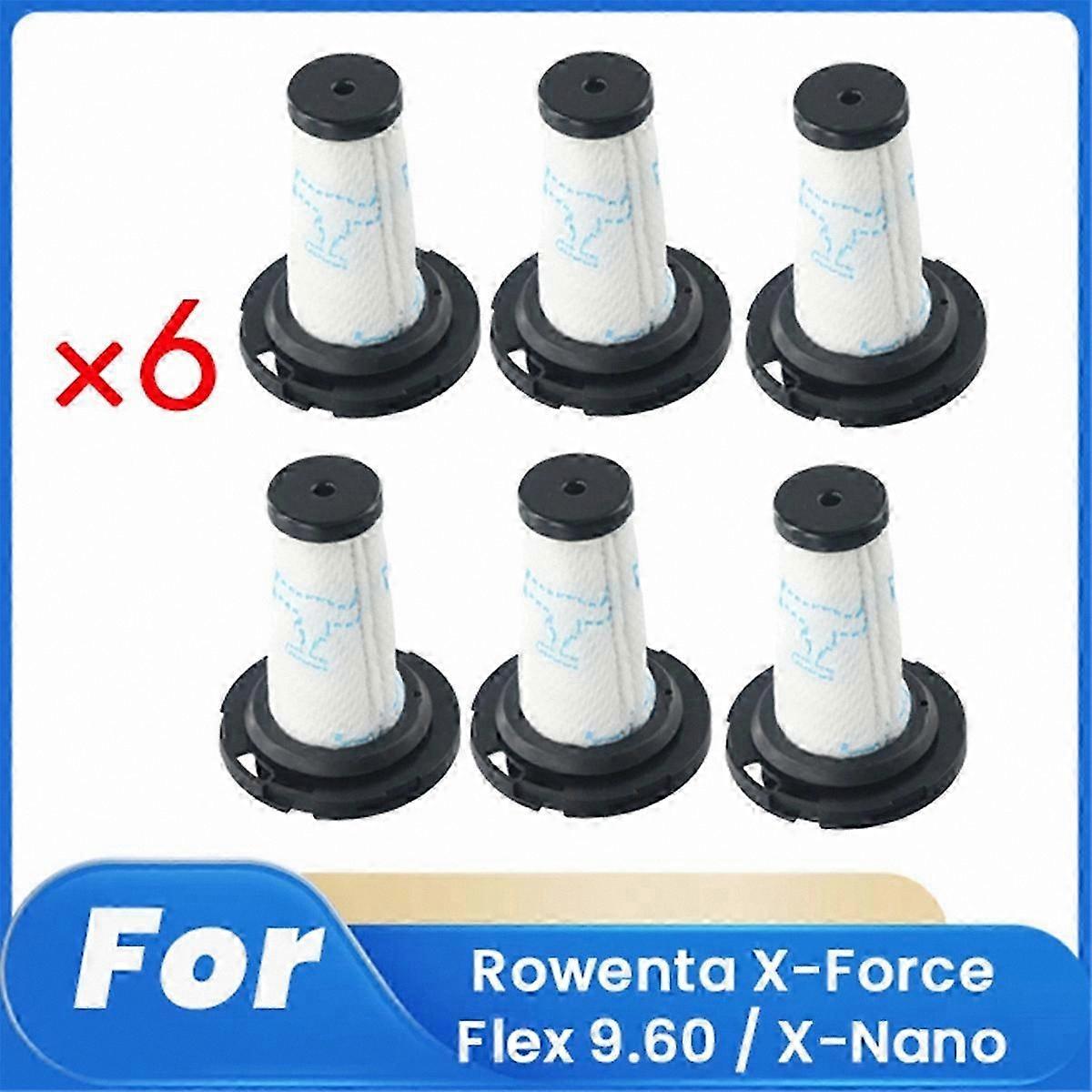 6-Pack Replacement Filters for Rowenta X-Force Flex 9.60 and X-Nano Robot Vacuum Accessories