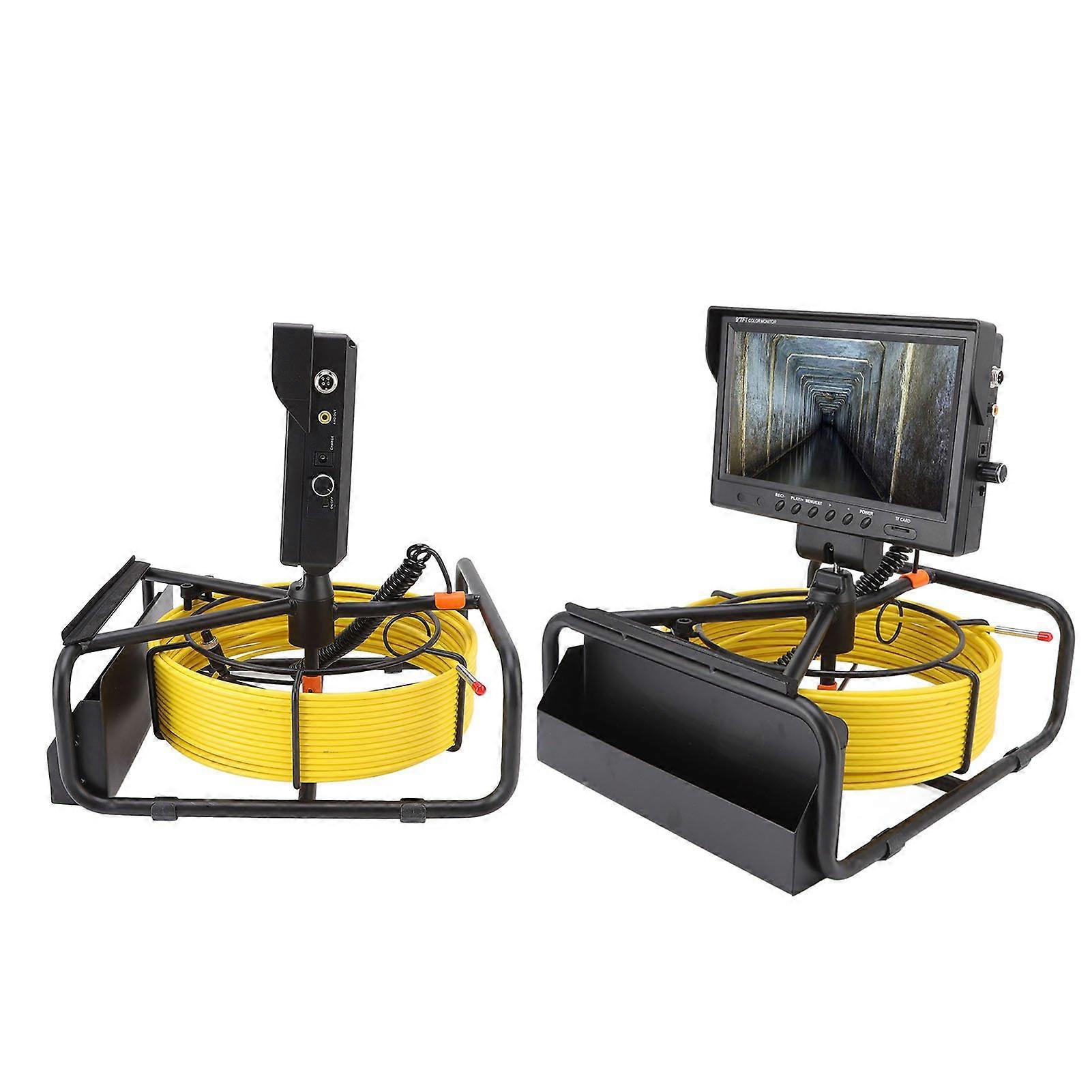 Pipe Inspection Camera Stainless Steel 9in 1080p Pipeline Sewer Endoscope Camera with 6.5mm Display 100‑240V US Plug 20m