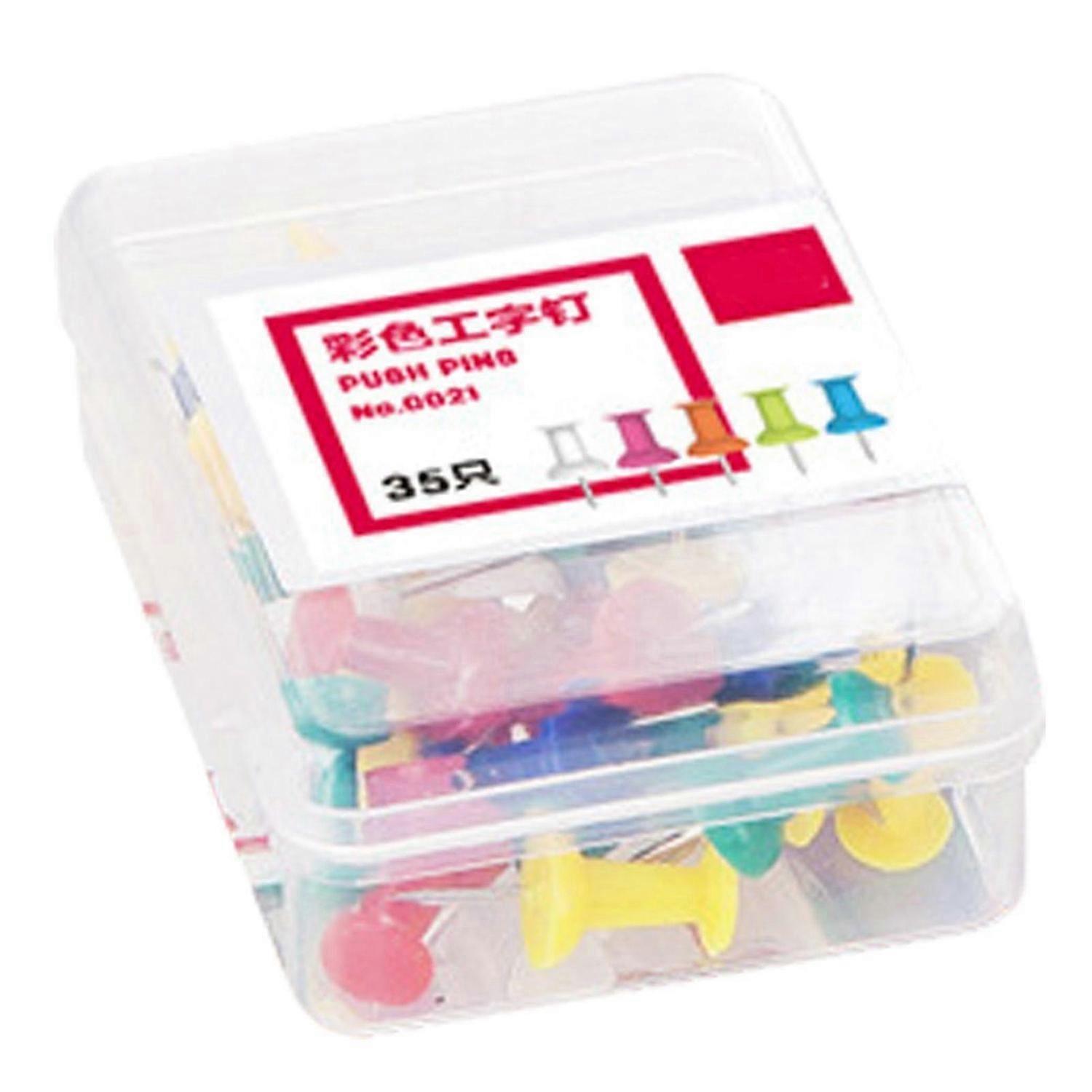 2025 Latest Model 35pcs Push Pins Tacks Assorted Colors Thumb Tacks Portable