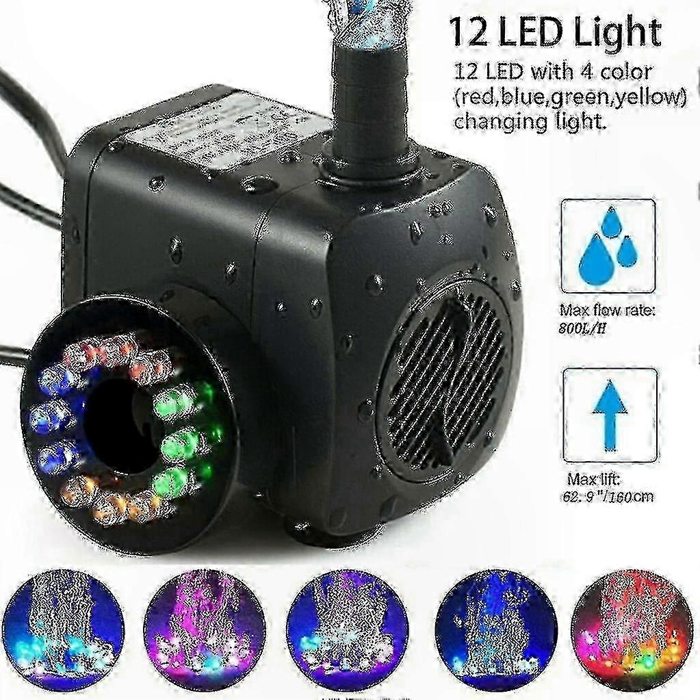 Garden Fountain Pump 15W 800L/H Water Flow for Ponds and Features