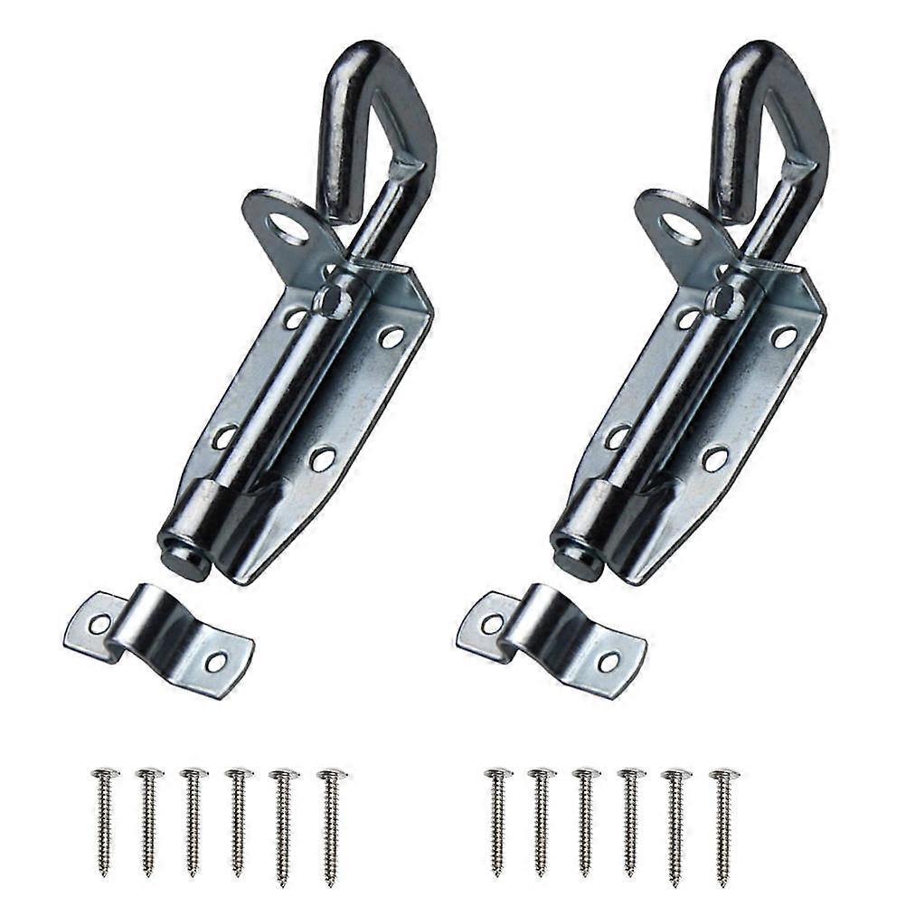 Gate Safety Lock Door Sliding Latch Lock for Door Use 2Sets Silver Finish
