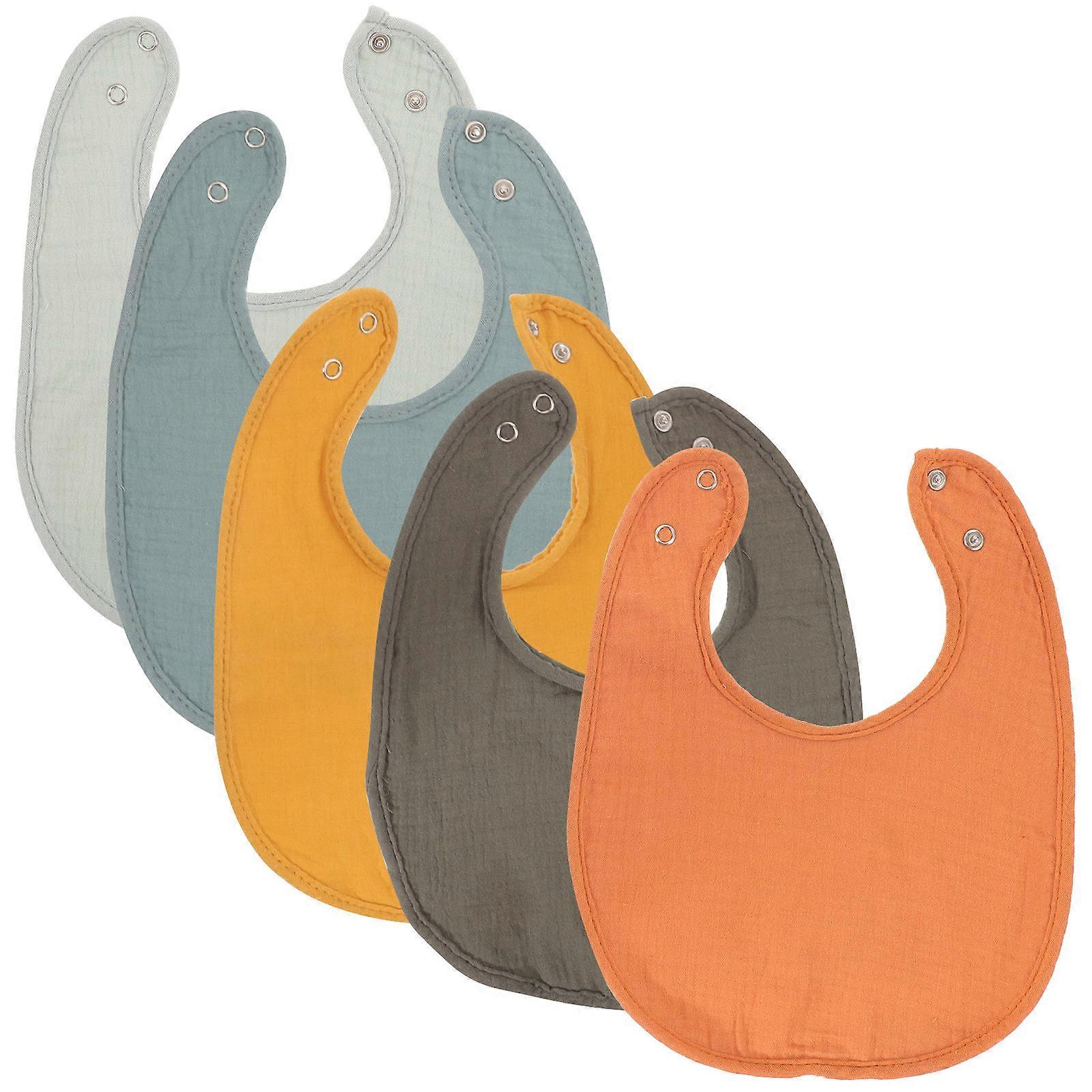 Cotton Baby Bibs Drooling Bibs Toddler Bibs Assorted Color for Teething Protection 5Pcs