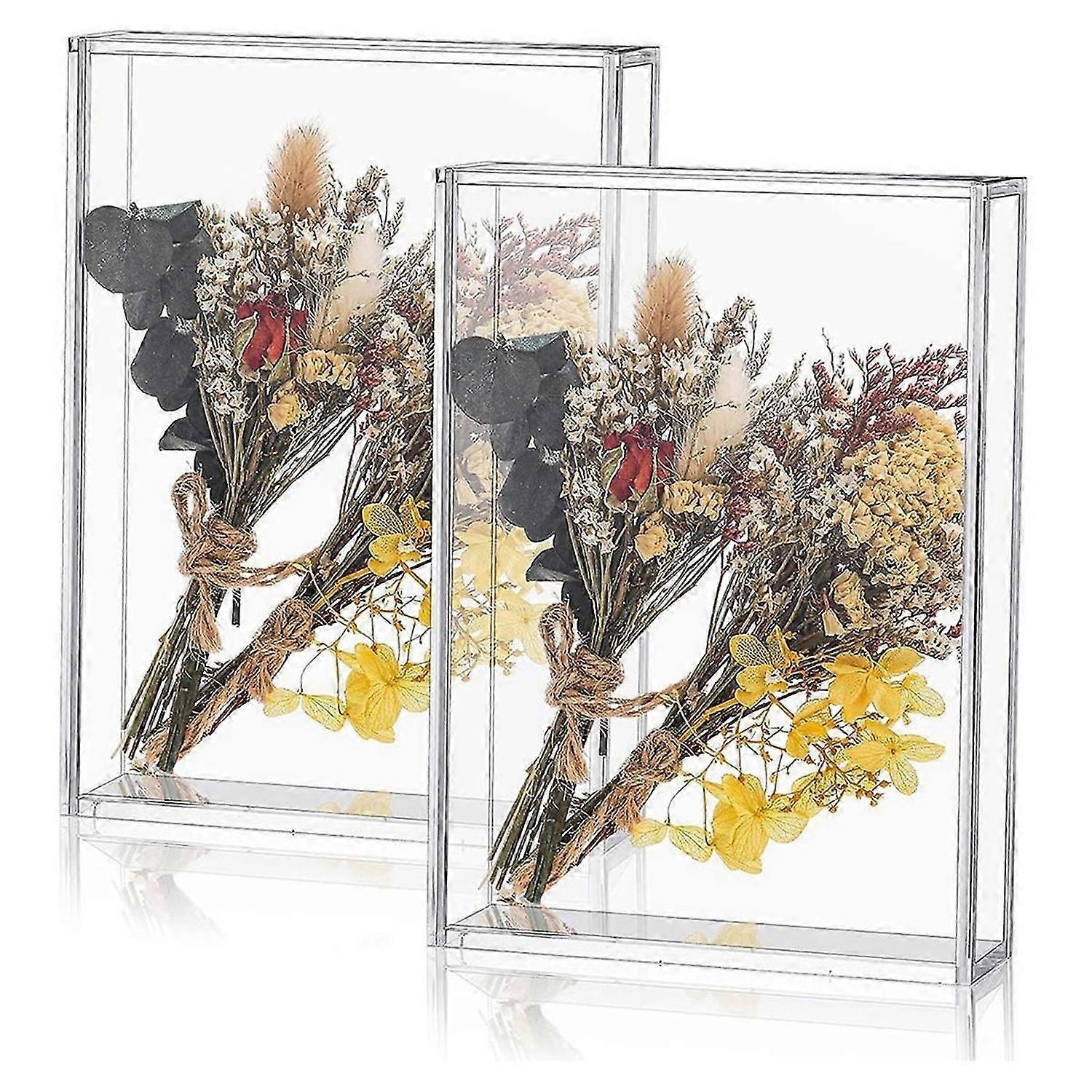 2 Pcs Acrylic Shadow Boxes Display Cases, Shadow Box DIY Frame Clear Acrylic Display Cases Wedding M