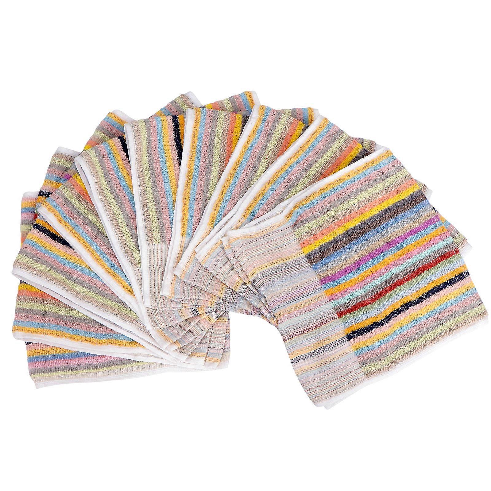 Cleaning Towel Stripe Pattern Dishcloth for Kitchen Use 10Pcs Practical Set