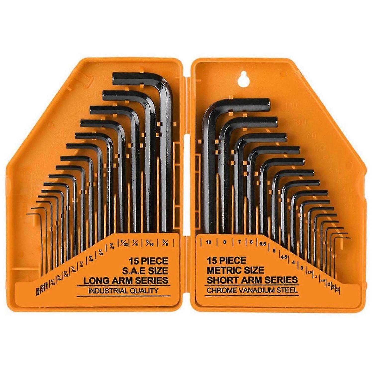 30Piece Hex Key Set Ball Wrench Metric Inch Hex Tool Hex Key Wrench