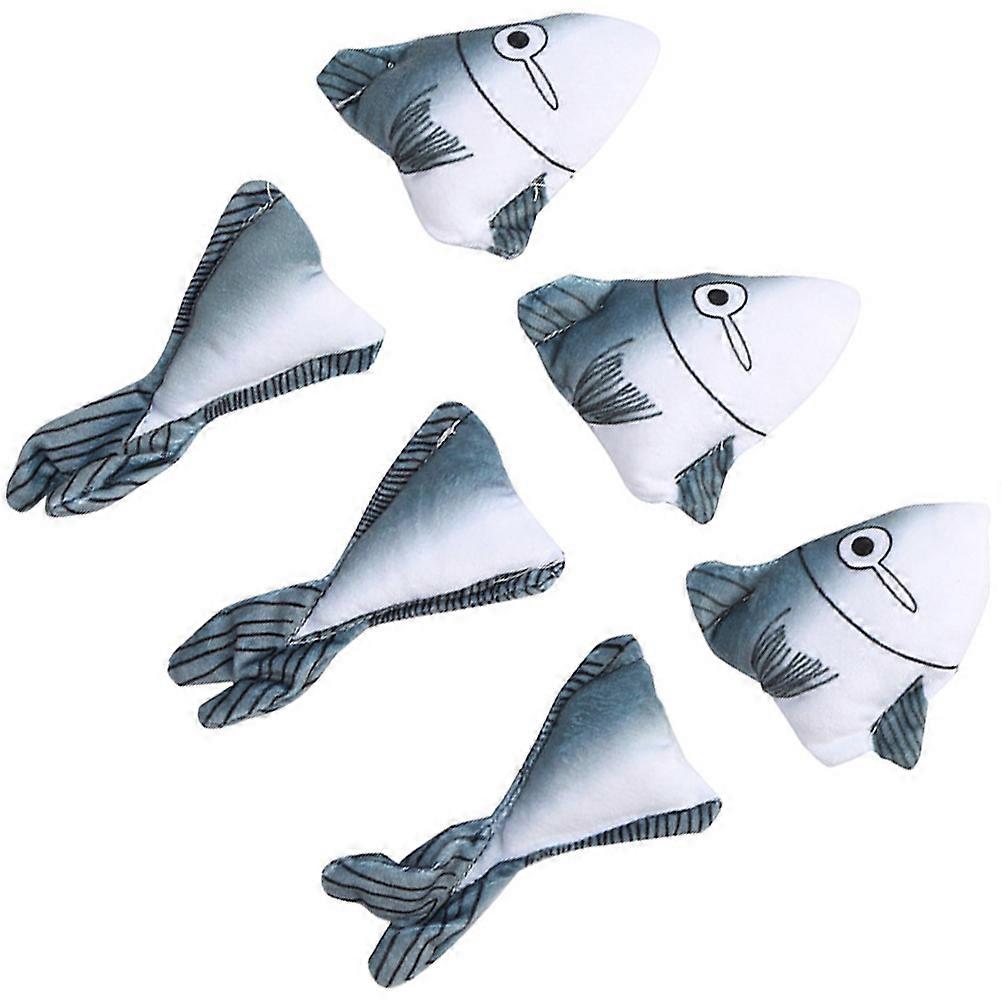 Pet Toys Plush Shark Head Tail Set for Interactive Play 6Pcs