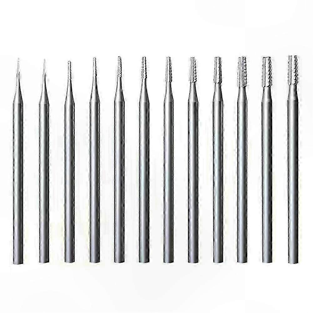 12-Piece Jewelry Engraving Burr Set - 3/32" Shank Tapered Cone Bits for Lapidary Cutting and Shaping Tools