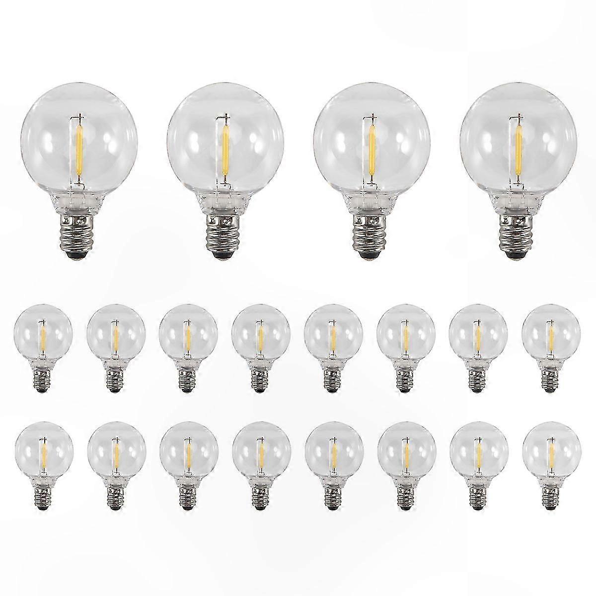Shatterproof E12 LED Globe Bulbs, 20 Pack G40 Replacement for Solar String Lights