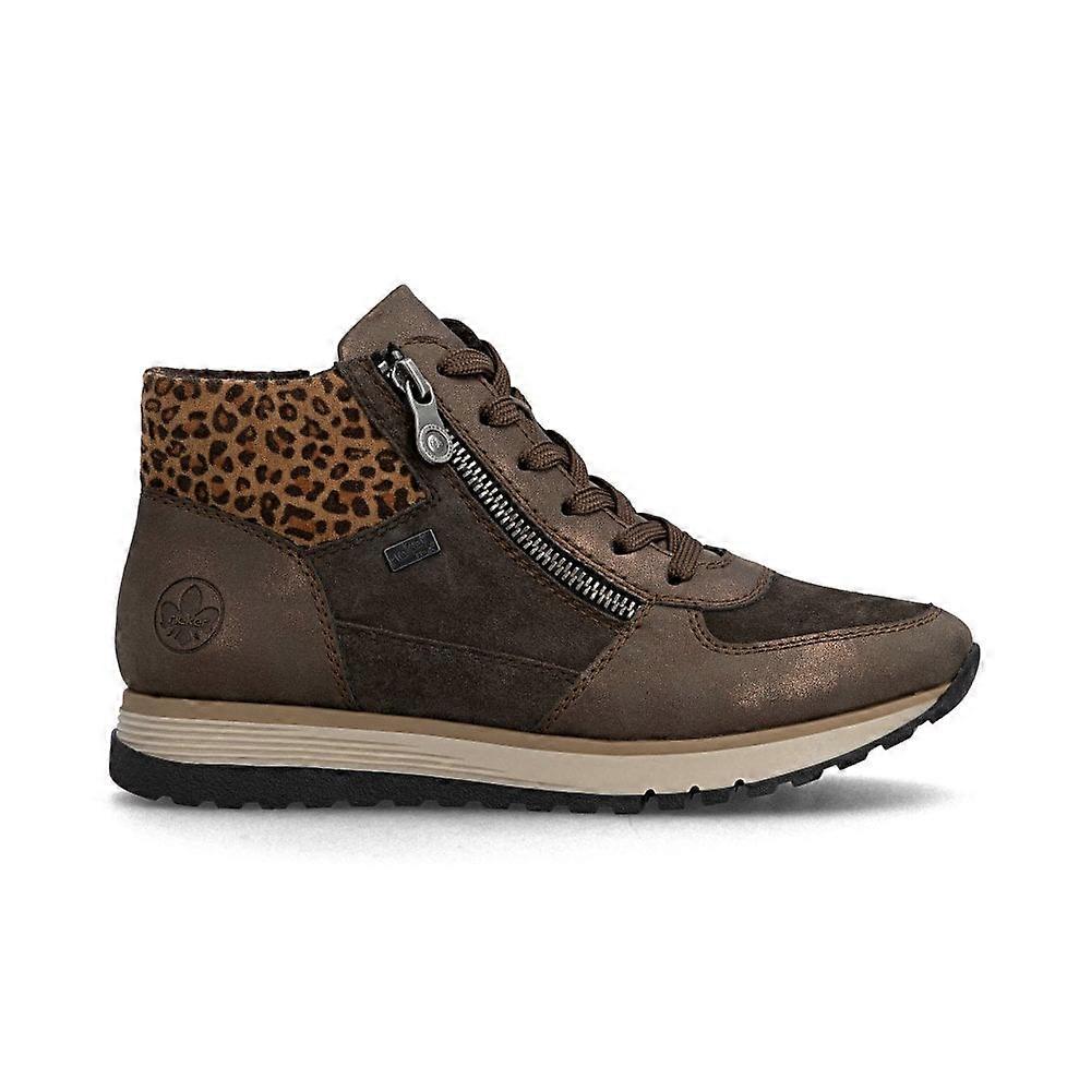 Women's Rieker 49040-24 | Brown Metallic - Leopard Flare | Ladies Casual Sneaker Style Boots