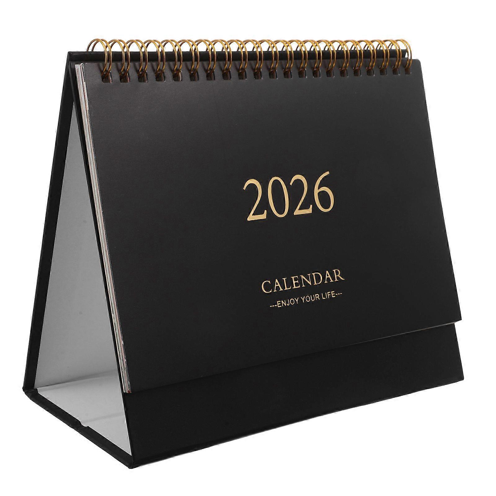 تقويم المكتب 2026: مخطط شهري لمكتب التقويم الصغير القابل للطي مع ورق سميك بأسلوب بسيط لديكور المنزل أو المكتب باللون الأسود