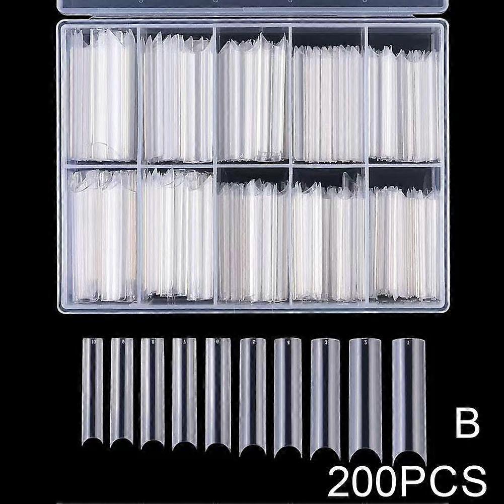 200-Piece Reusable False Nail Set Natural and Transparent Colors Long-Lasting Easy to Apply for Various Styles