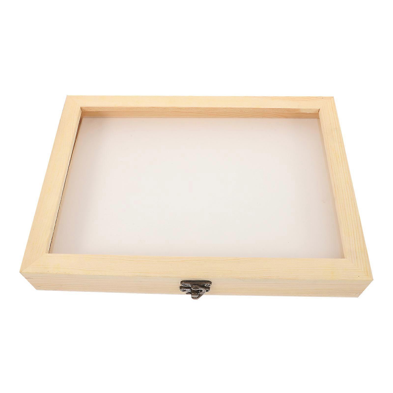 Wooden Specimen Preservation Box For Educational Use 31.00X22.00X4.60CM Light Yellow Rectangular Frame 2Pcs