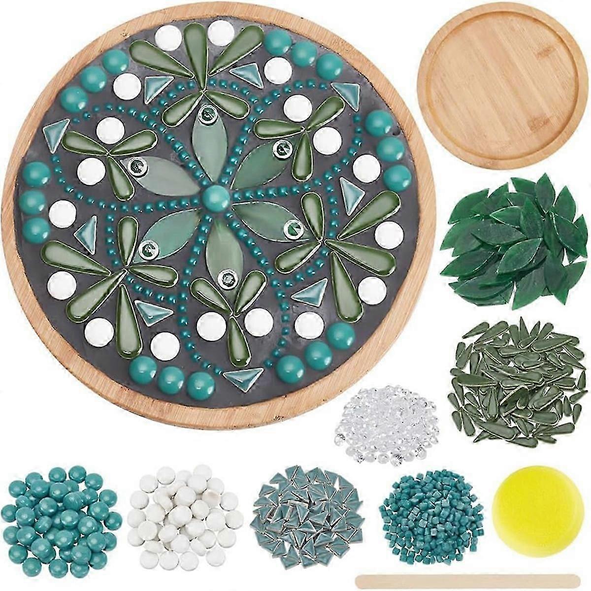 DIY Ceramic Mosaic Kit Floral Mosaic Bamboo Coaster Set
