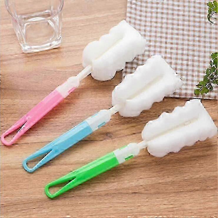 3pcs 9" Replaceable Cleaning Bottle Sponge Brush With Long Handle Cleaner Soft