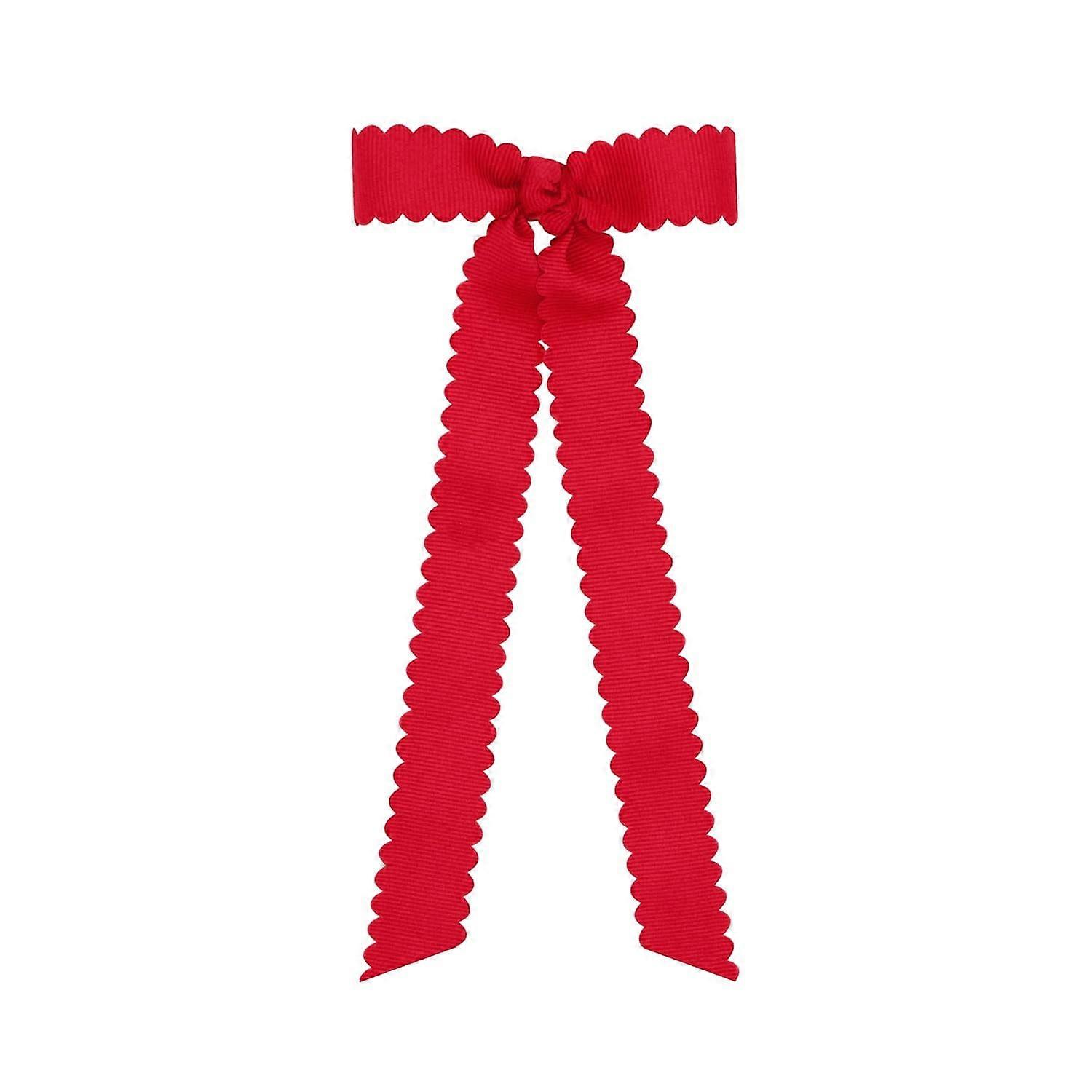 Grosgrain Bowtie with scalloped edge, knot wrap streamer tails 8"