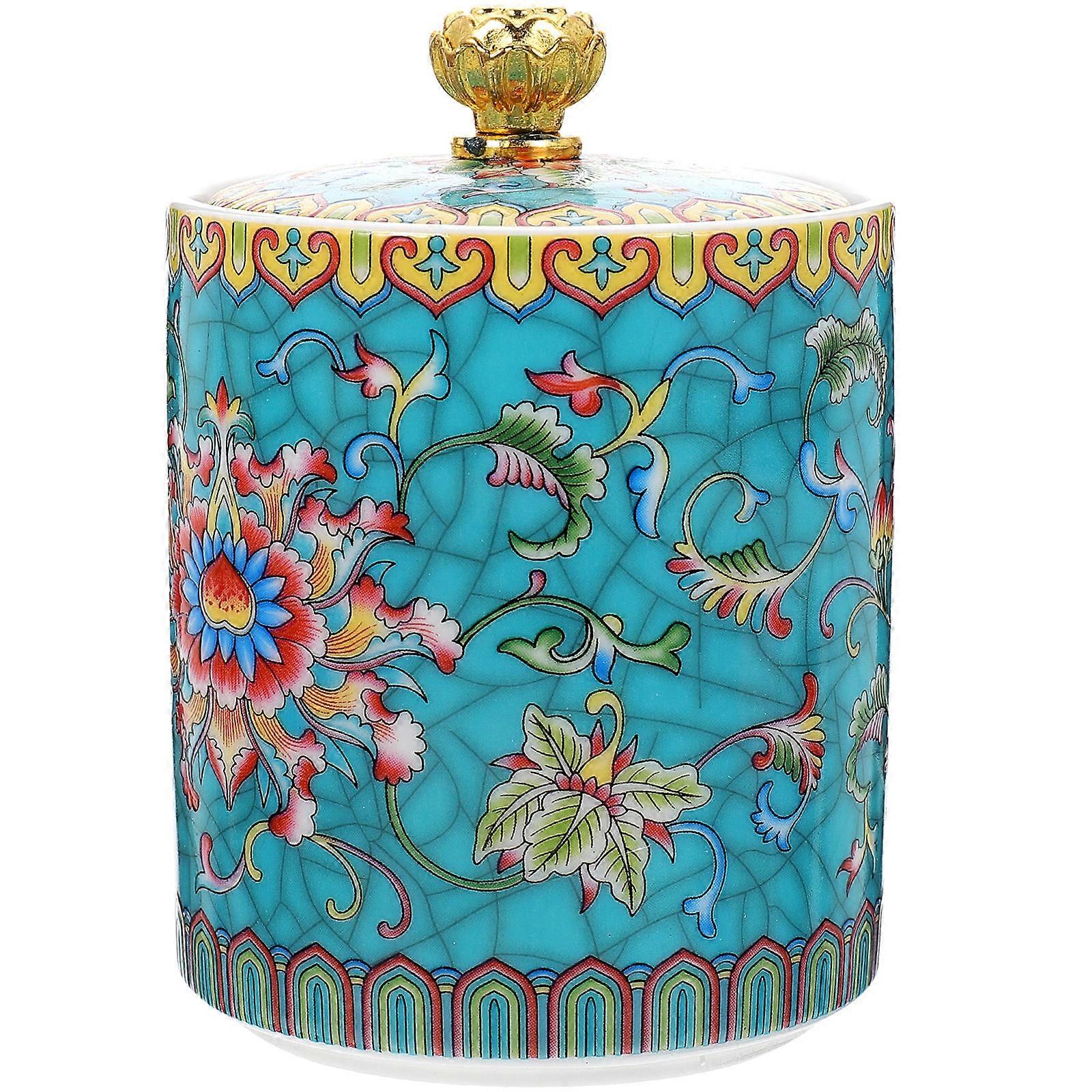 4Pcs Vintage Ceramic Tea Storage Can for Candy Storage Sky-Blue Jar