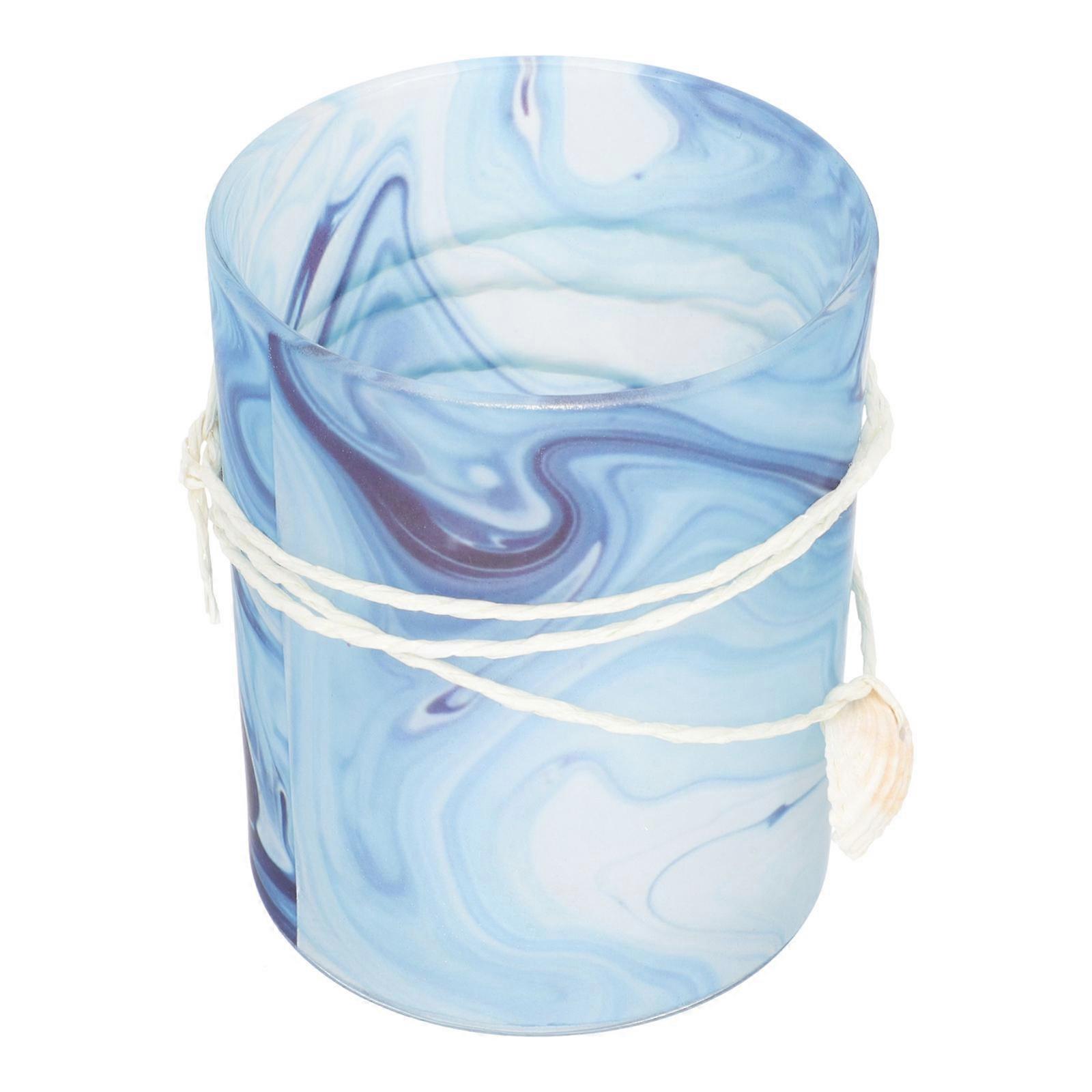 Glass Tea Light Holder Mediterranean Candle Holder for Storage Use 2Pcs