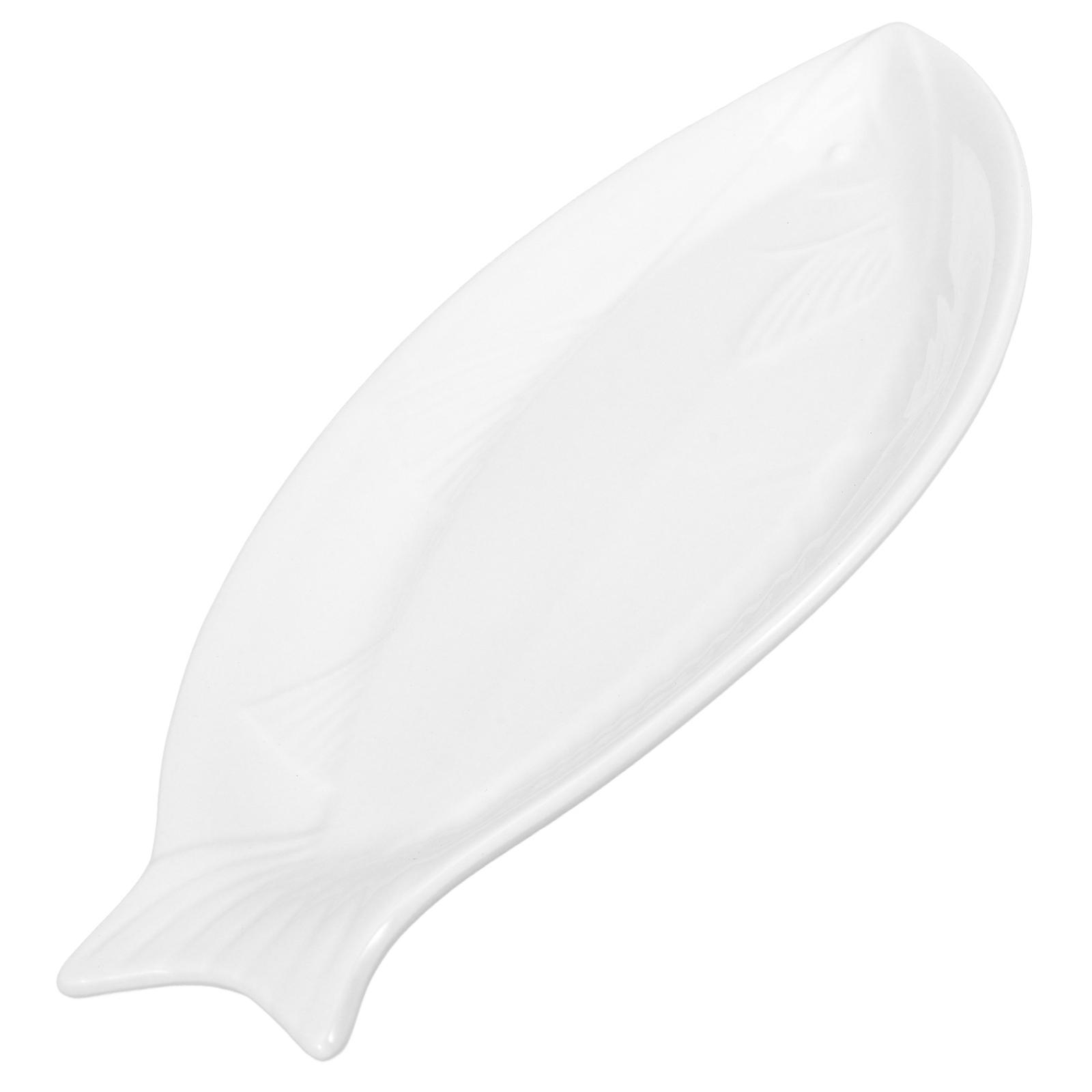 Fish Plate Ceramic Steamed Fish Serving Plate for Food Presentation 3Pcs