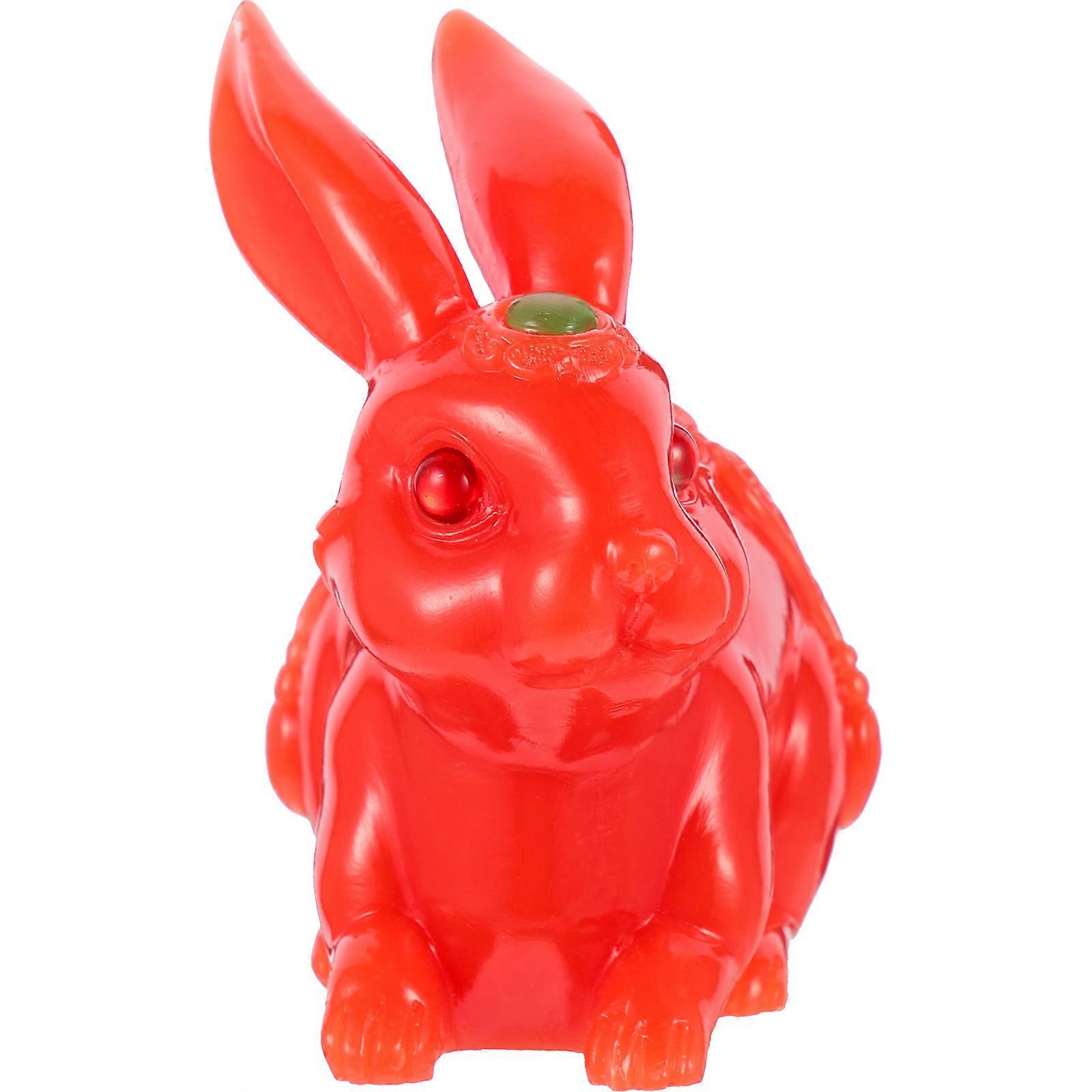 3Pcs Resin Easter Rabbit Ornament Red Figurines for Playing and Display
