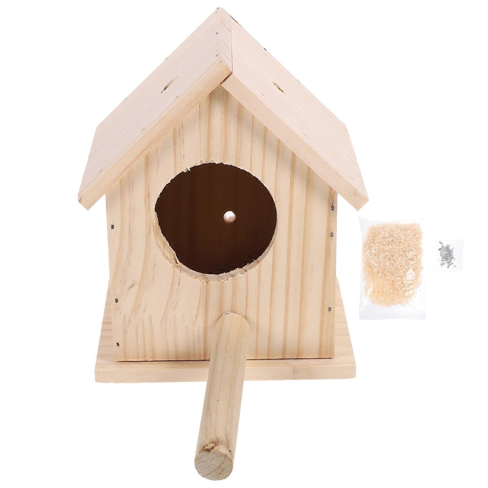 Artificial Birds Nest Wooden Breeding Box Practical Small Beige Garden Nesting Box 1Set