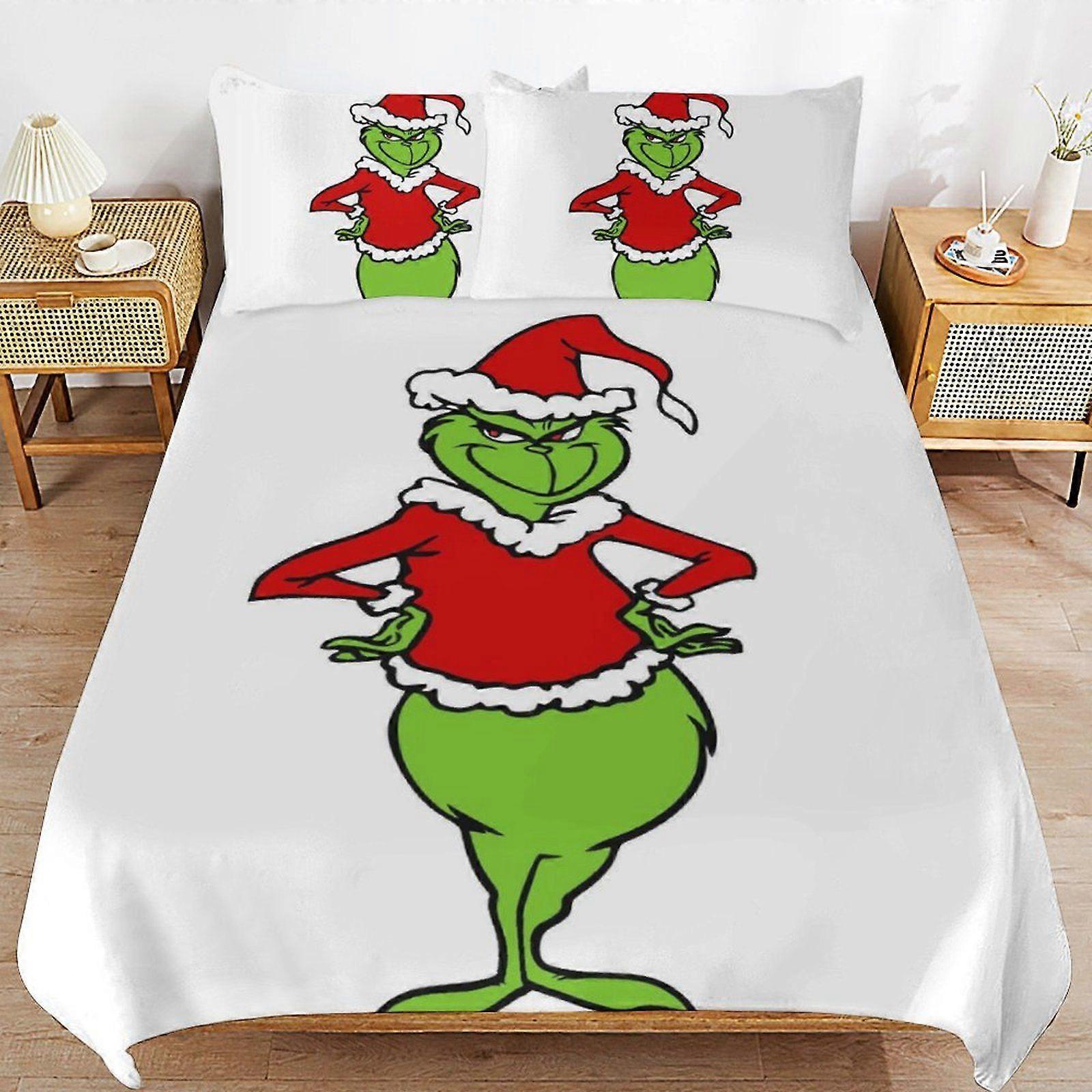 j540 The Grinch Wrinkle Free Fabric Soft Sleep Ready Zipper Closure Threaded Finish Duvet Cover Sets Style o540