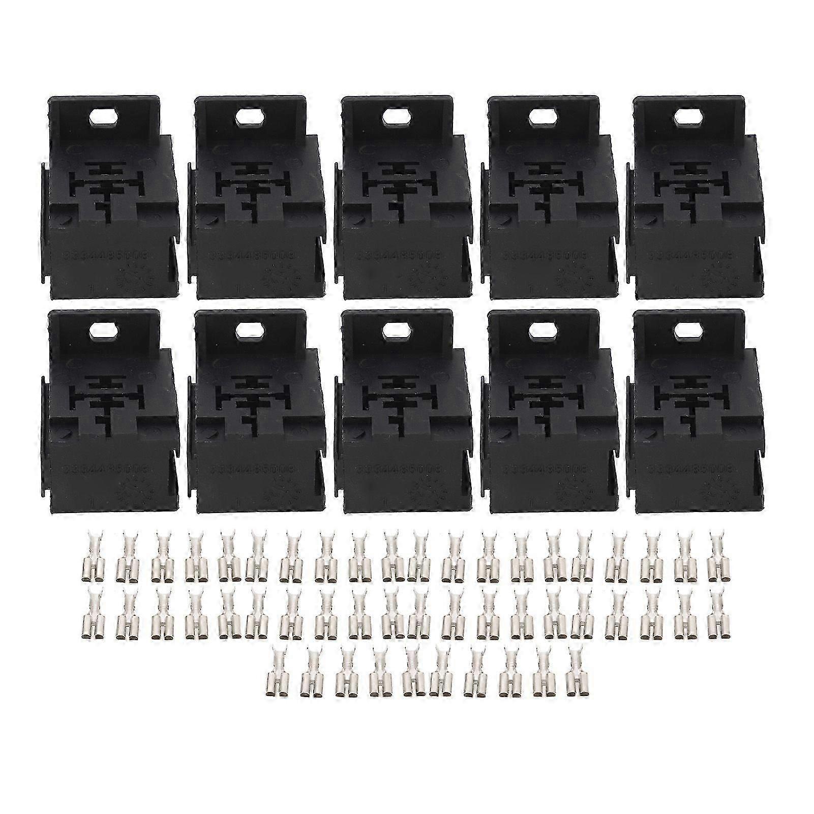 2025 Latest Model  10Pcs 5P 40A Relay Socket with 50Pcs Terminals for Car