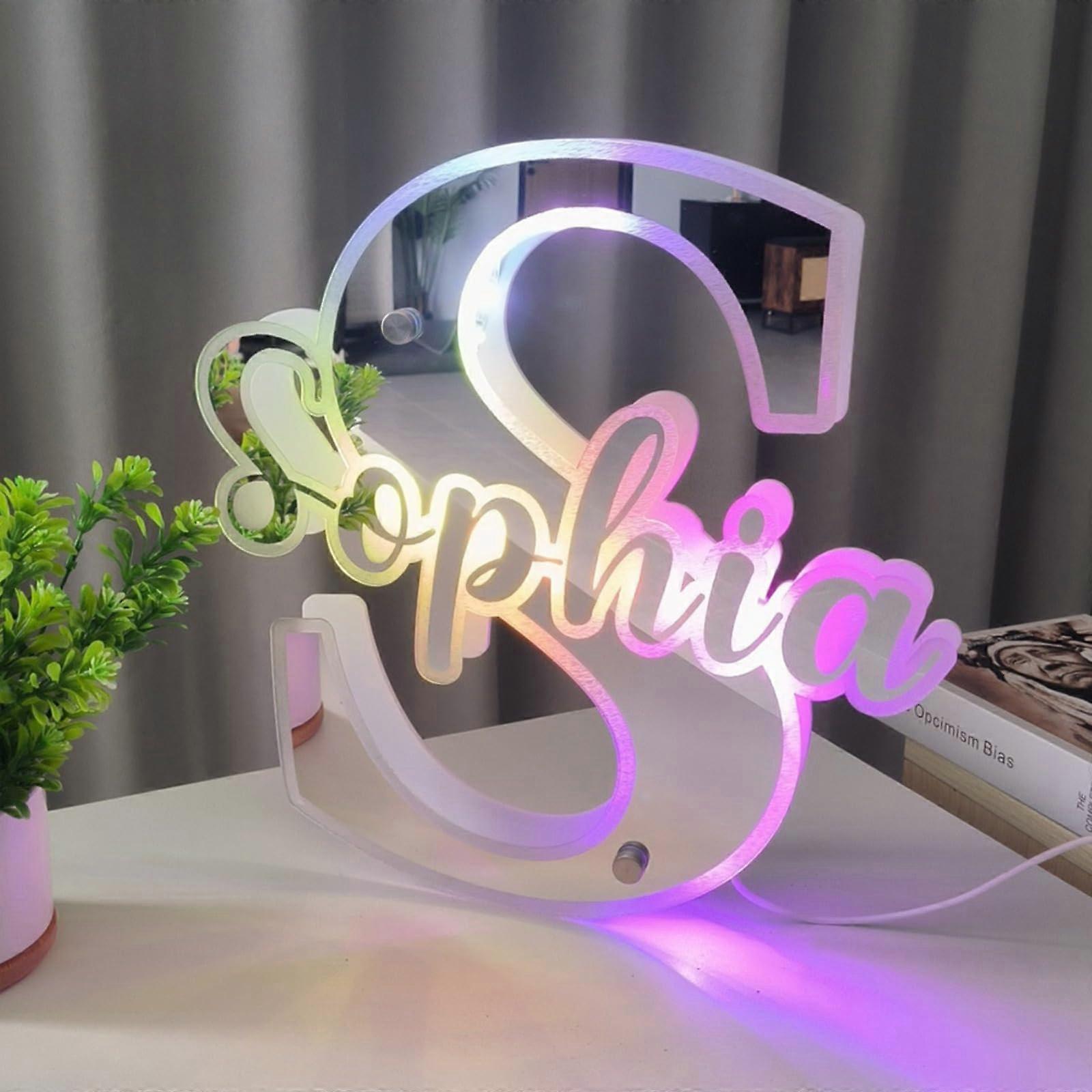 Personalised LED Acrylic Name Mirror with Remote Control