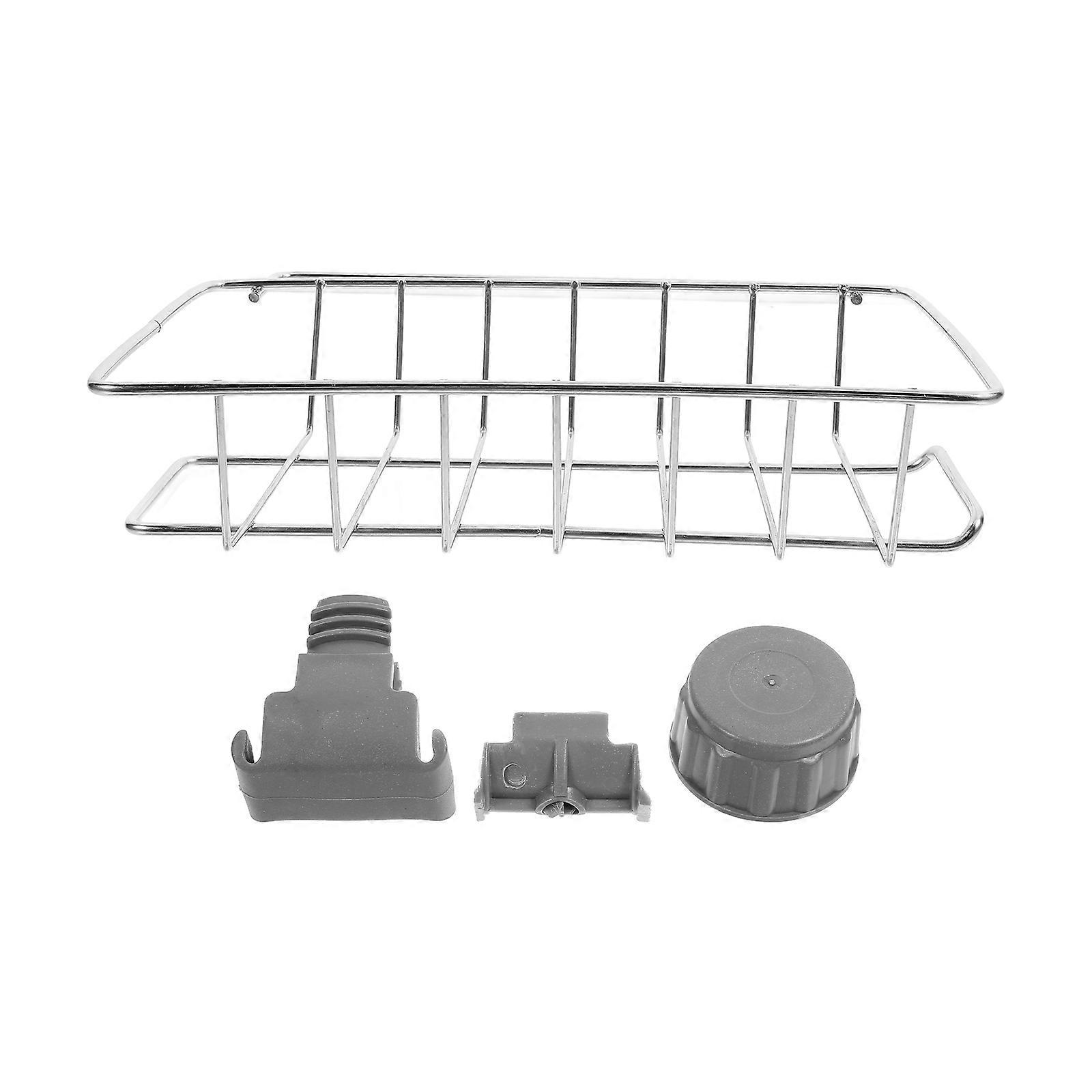 Kitchen Storage Rack 5Pcs Faucet Sponge Holder Multi-Functional Easy Installation For Household Users Silver