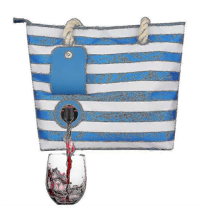 Beach Wine Purse Canvas Tote Handbag With Hidden Dispenser Insulated Compartment