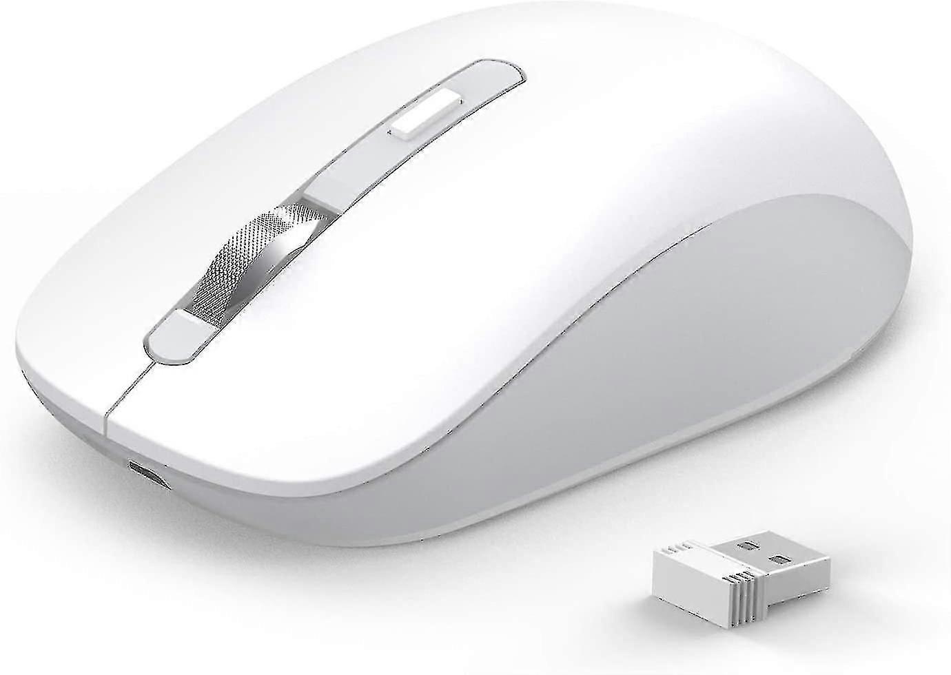 Souris Bluetooth blanc pur, souris Bluetooth sans fil 2.4g double mode (bluetooth 5.0 / 3.0 + usb), souris d’ordinateur
