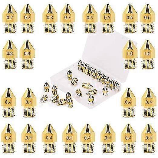 24pcs 3d Printer Nozzle Mk8 Extruder Nozzle 0.2mm-1mm With Storage Box 25-26s