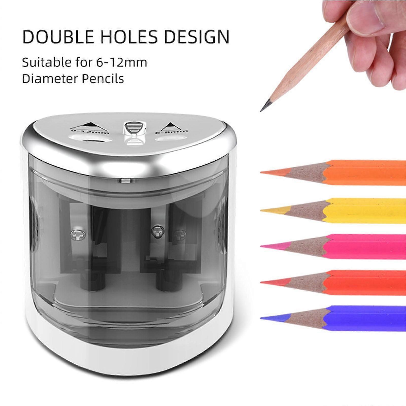 Electric Pencil Sharpener with Two Holes, Compatible with Thick & Thin Pencils – Battery Operated for Colored Pencils
