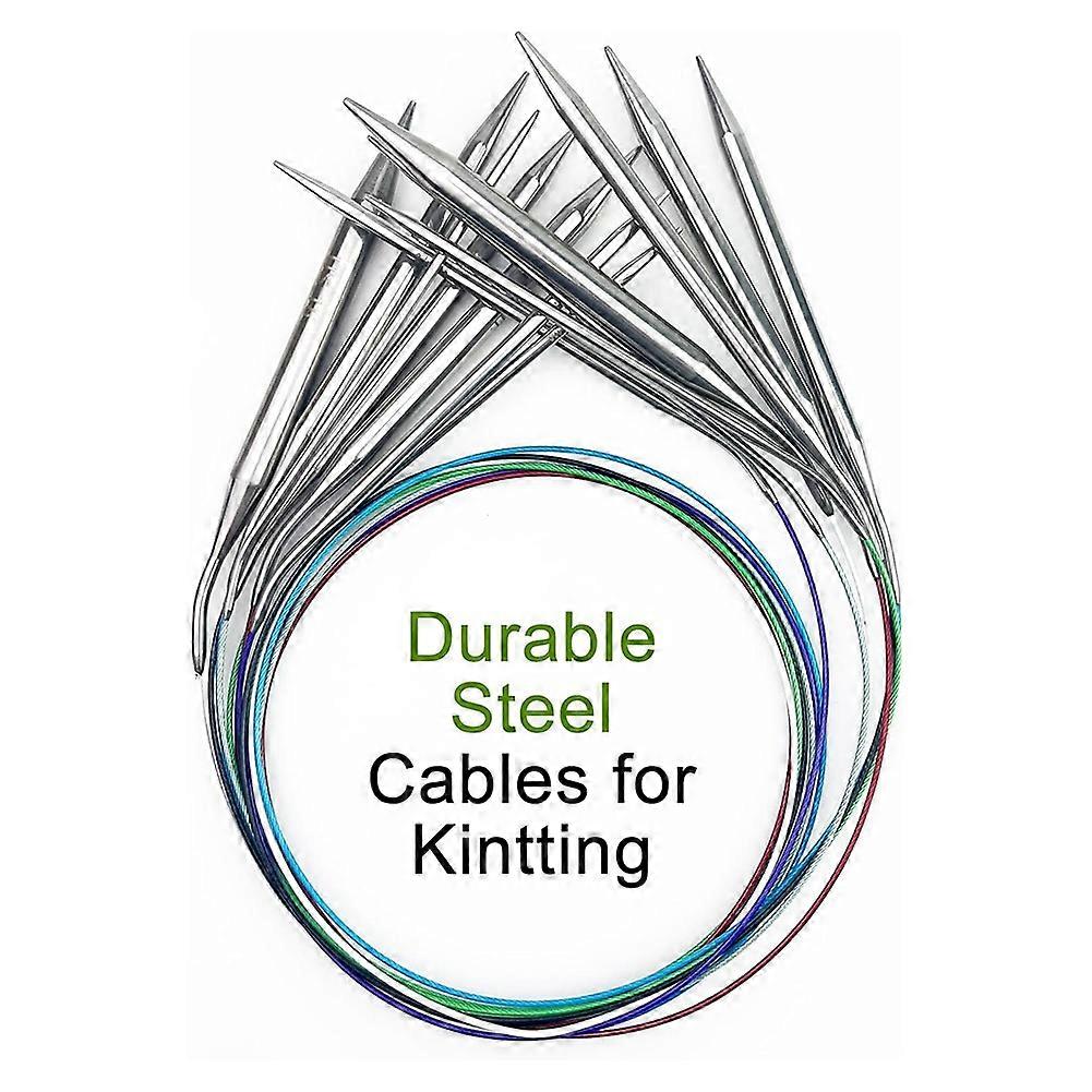 Circular Knitting Needles Set, 2.0 mm - 10.0 mm/US0 - US15, 14-Piece Set of Long Knitting Needles, 80 cm/32 Inches