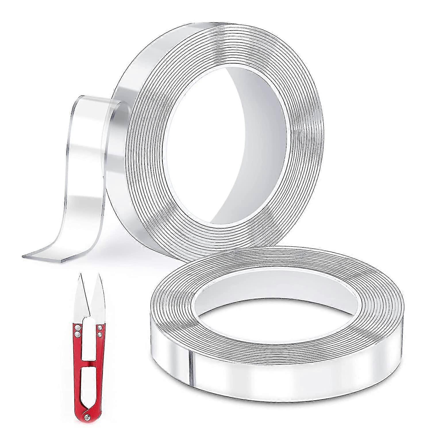 Double Sided Tape Heavy Duty, 6m/9.84ft Mounting Tape 3cm Wide, Washable Traceless Transparent Double Sided Tape