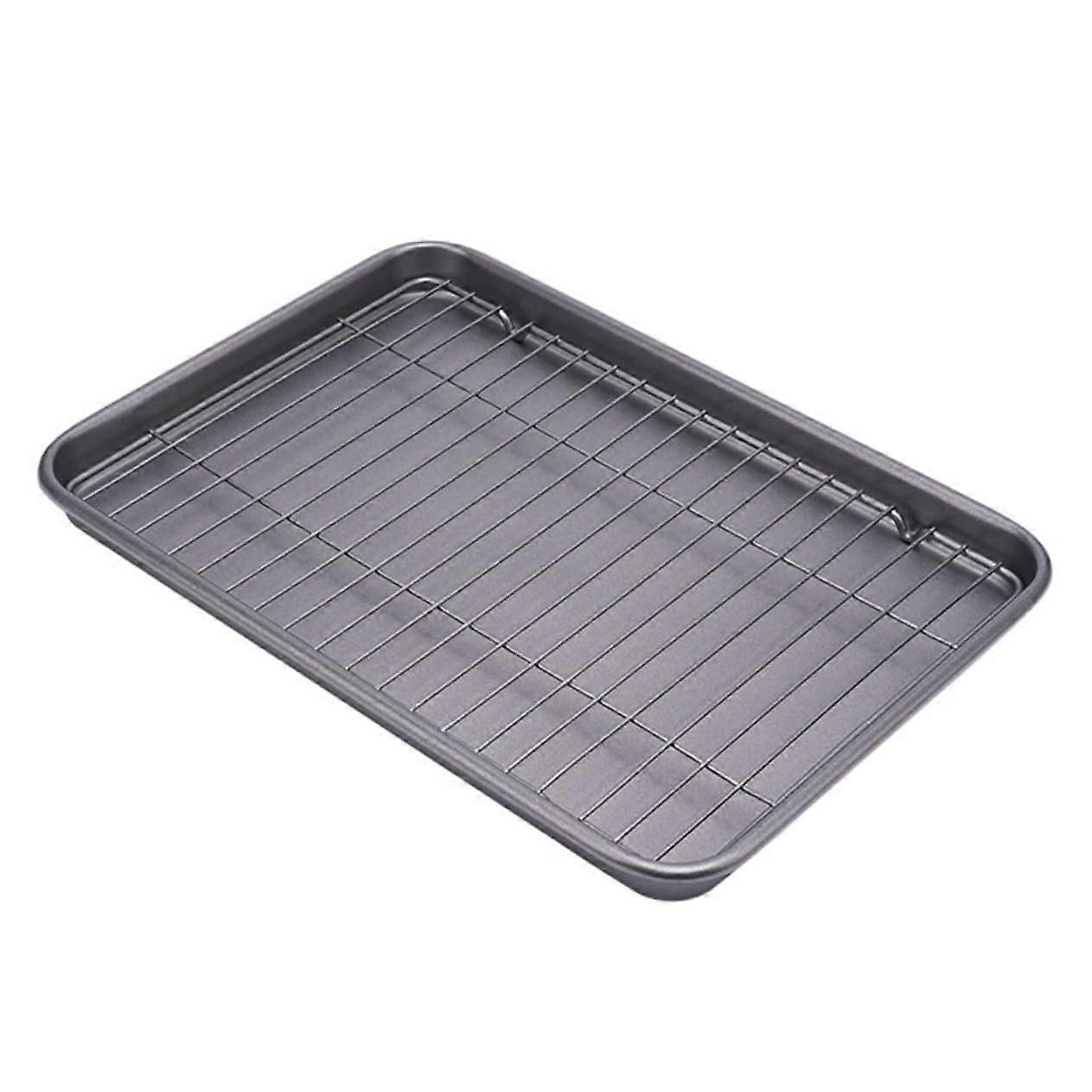 Multi Function Carbon Steel Baking Pan With Rack Thickened Tray 1 Set For Bread Cake Pizza Bakeware Tool For Home Bakers