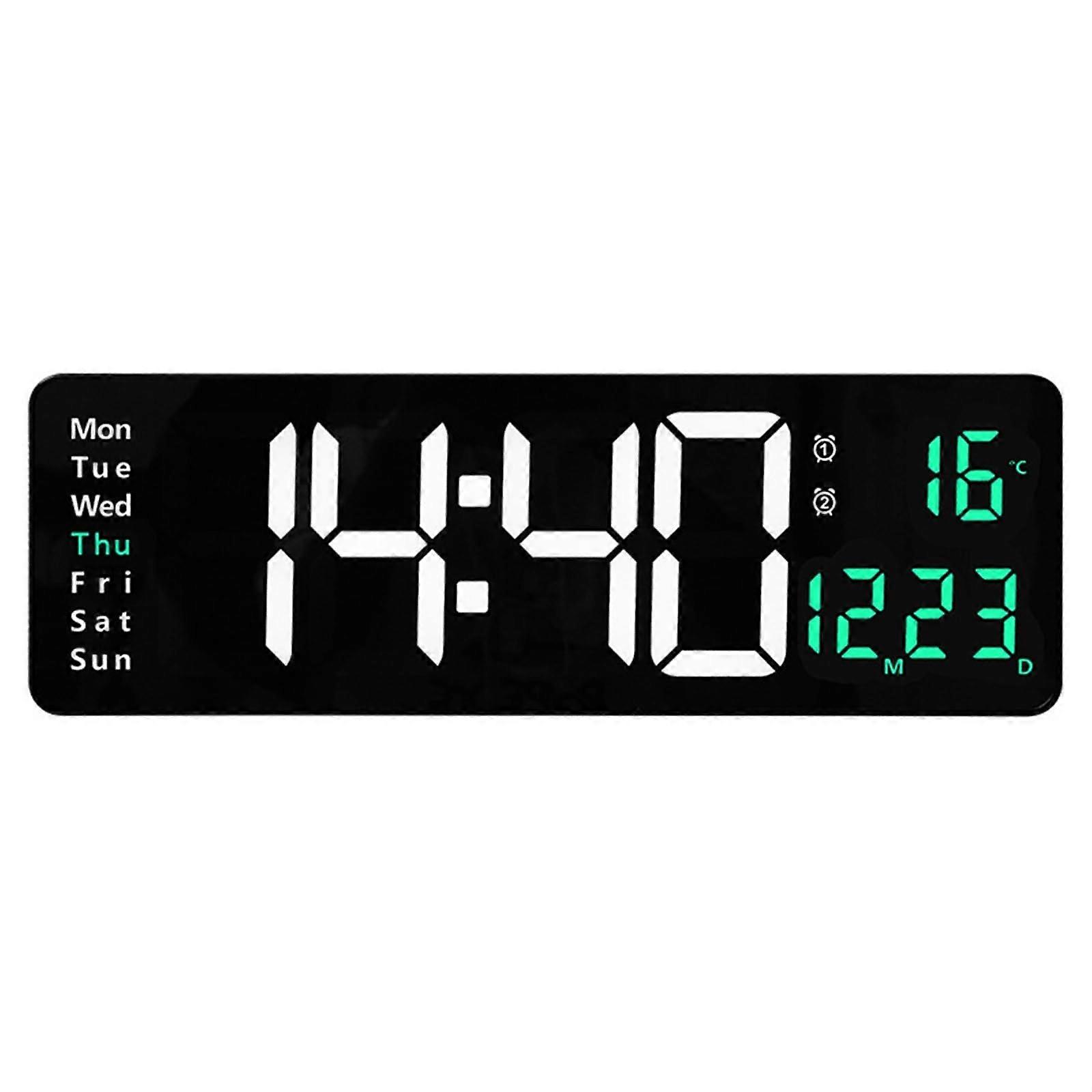 Wall Clock Large Screen Multifunctional LED Digital Display 15.2 x 1.3 x 5.1 In Modern Living Room Bedroom