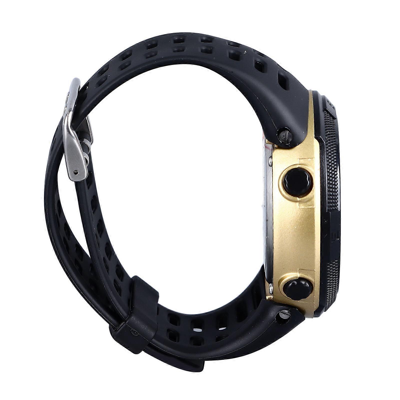 Digital Watch LED 50m Waterproof Multi Functional Intelligent Stopwatch Countdown Automatic Date Alarm Night Light Electronic Watch Black Golden 