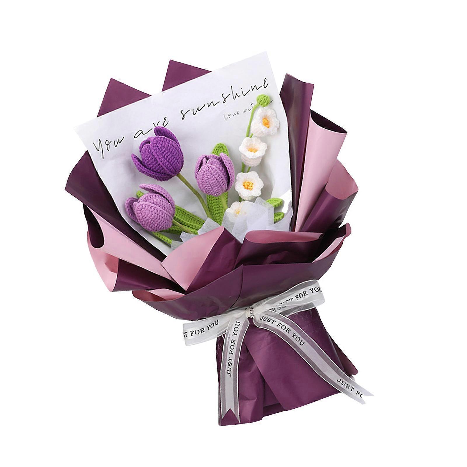 Crochet Flower Bouquet Set for Adult Beginner Crochet Bouquet Knitting Supplies with Step-by-Step Tutorial Instruction Multicolor