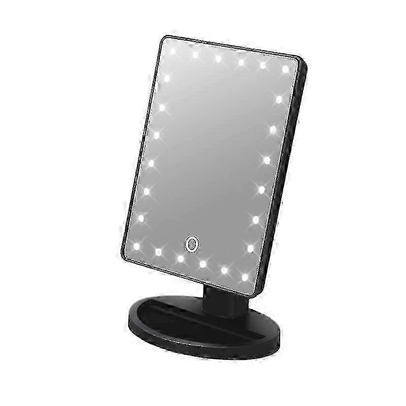 Optimized Illuminating Touch Screen Square Makeup Mirror with 24 Lights for Various Brands (Black, Battery-Free)