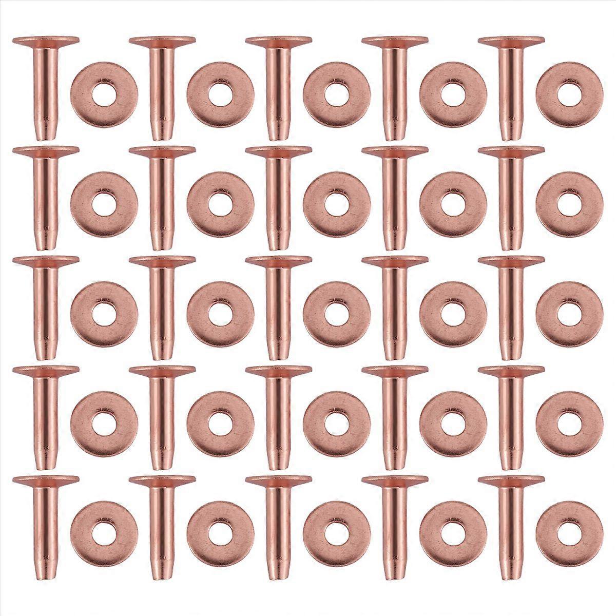 25 Sets Copper Rivet Burrs Washer,15/32 Inch Long Leather Copper