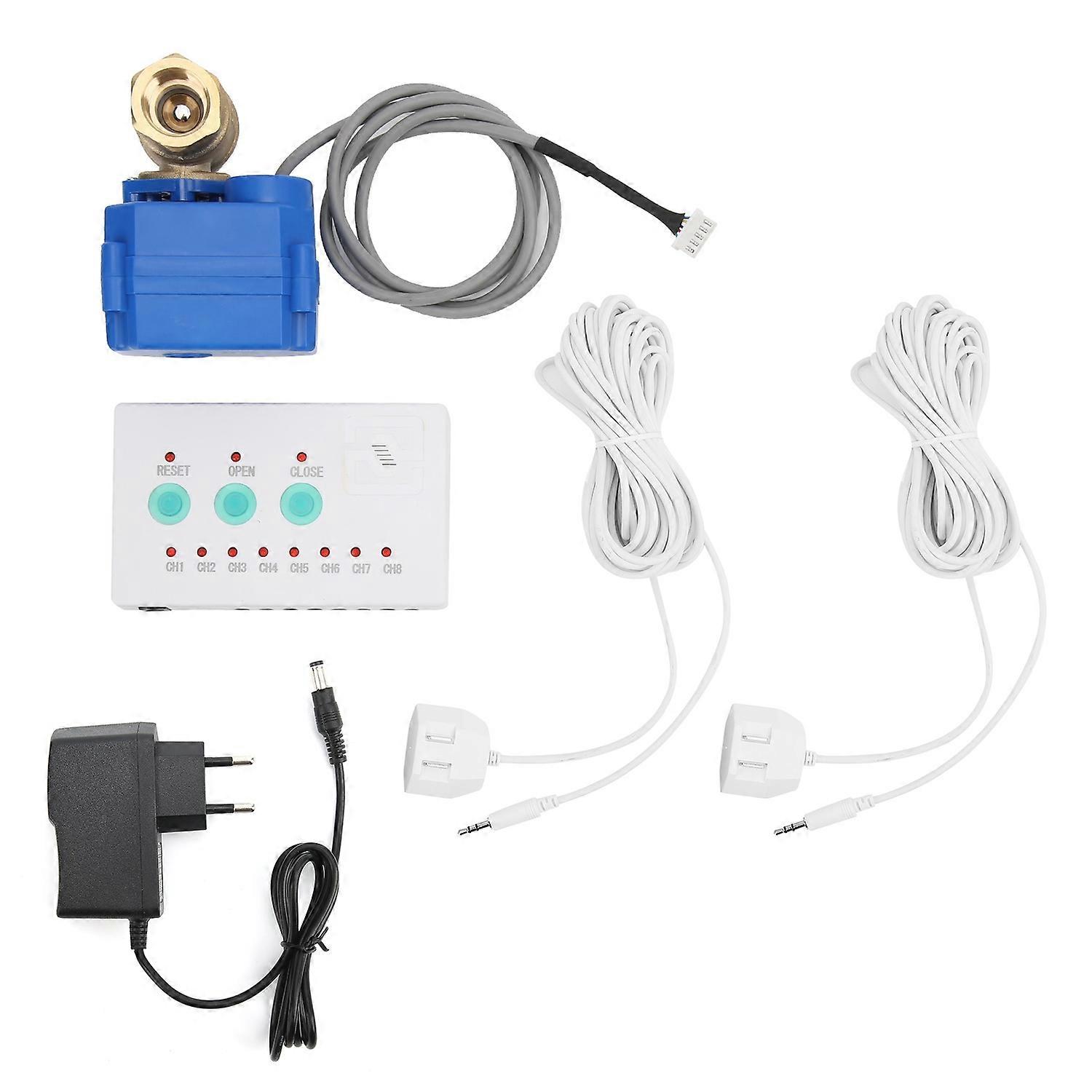 Water Leaking Sensor 1 Valve 2 Way Audible Alarm Home Overflow Detection System