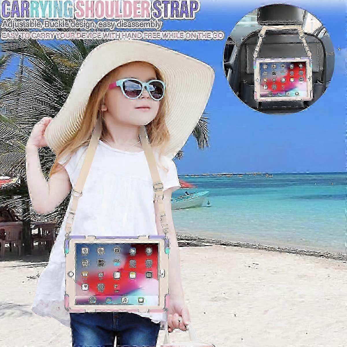 Compatible Ipad Pro 12.9 2021 Heavy Sturdy Shockproof Kids Case With Screen Protector, Case With 360 Rotating Stand And Carrying Strap For A