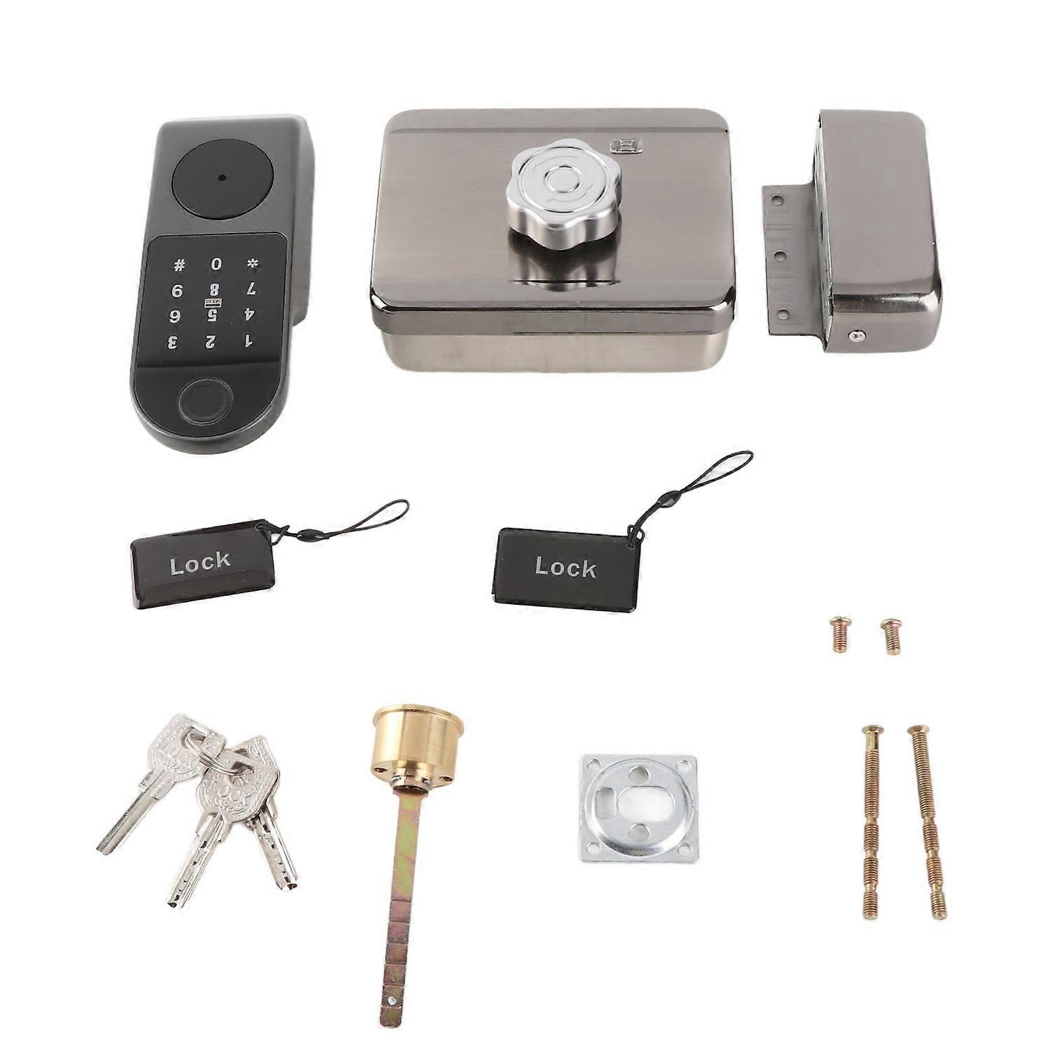 Electronic Deadbolt Door Lock with 2 Cards Fingerprint Password Unlocking APP Control for Apartment 
