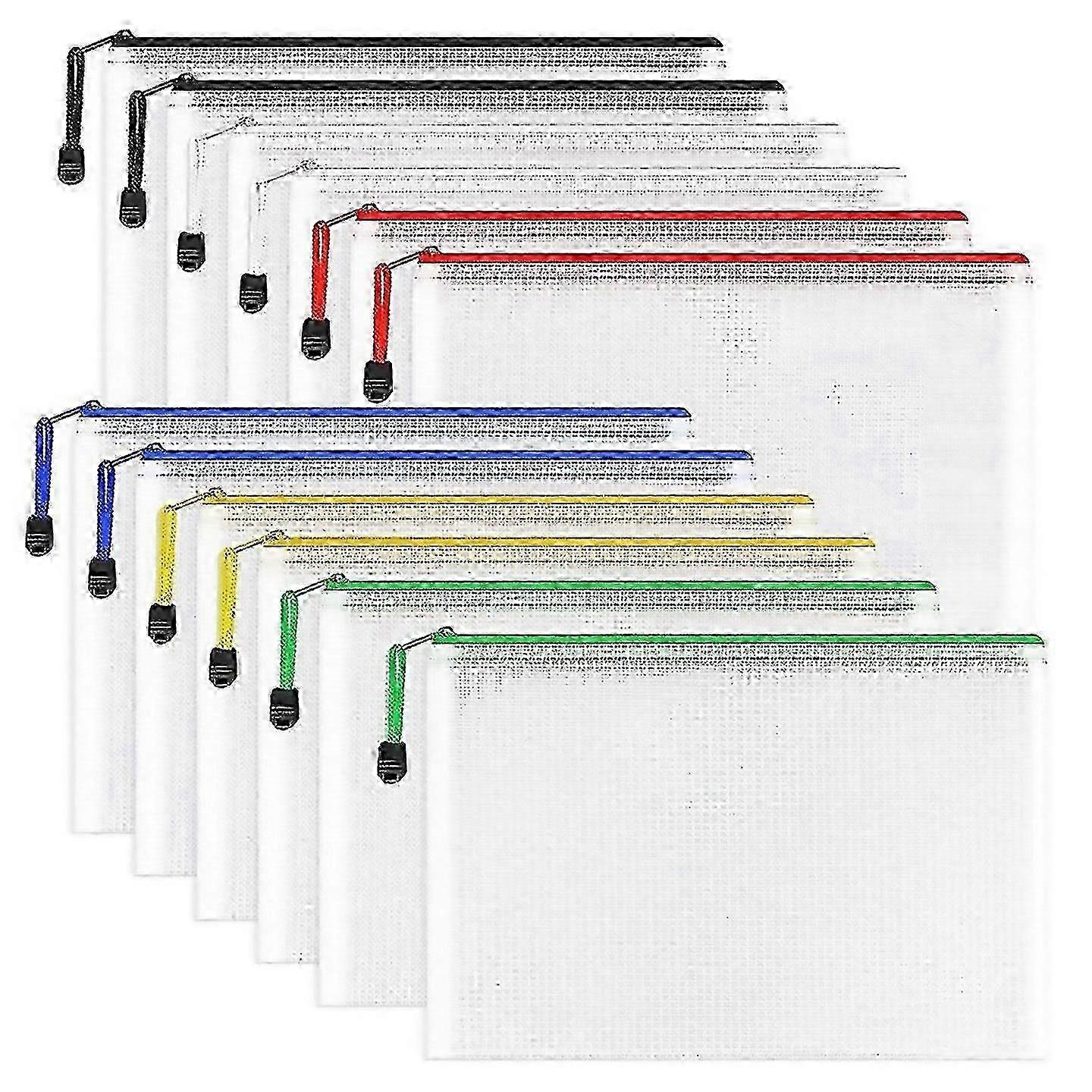 For 12pc A4 Zipper Pouch Document Bag Lettera4 Size For Office Supplies