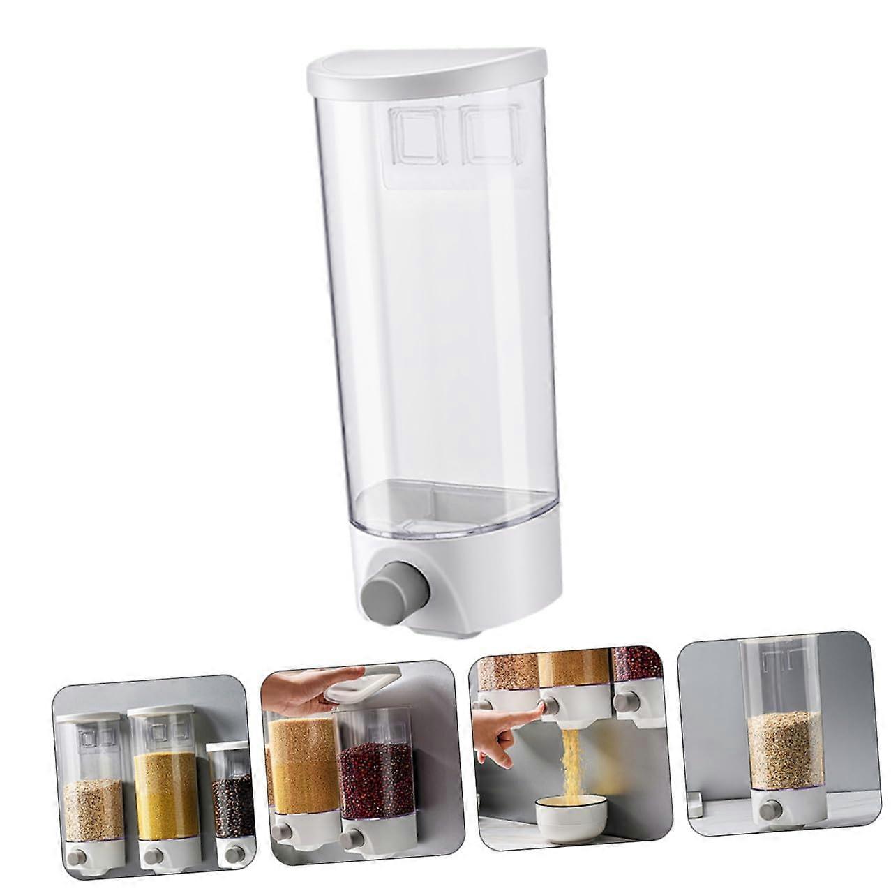 Wall Mounted Transparent Seal Jar With Press Button SpaceSaving Coarse Cereal Storage Container For Beans Corn Soybeans