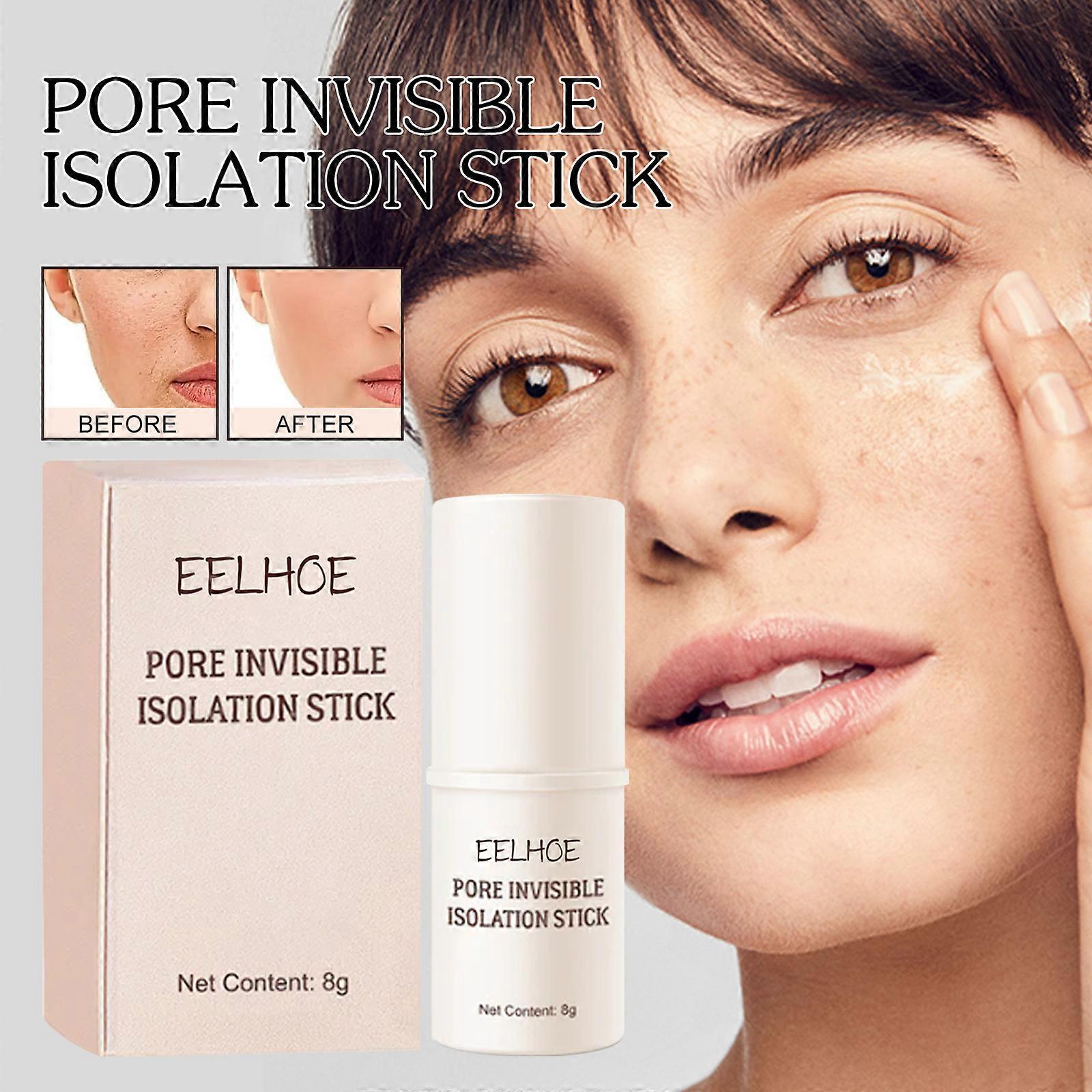 EELHOE Pore Stick, Skin Tone Even Moisturizing Invisible Pores Concealer Waterproof Perspirant Silky Smooth Without Removing Makeup