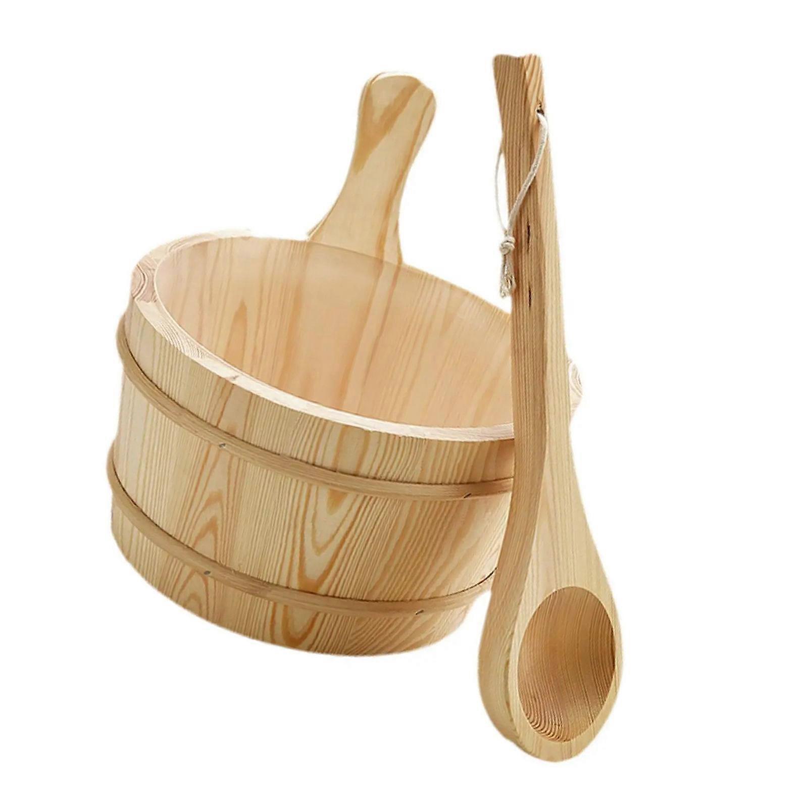 4L Large Capacity Steaming Bathroom Tool Tub Barrels Replacement Practical Sauna Water Bucket and Ladle Bath Accessories Multicolor