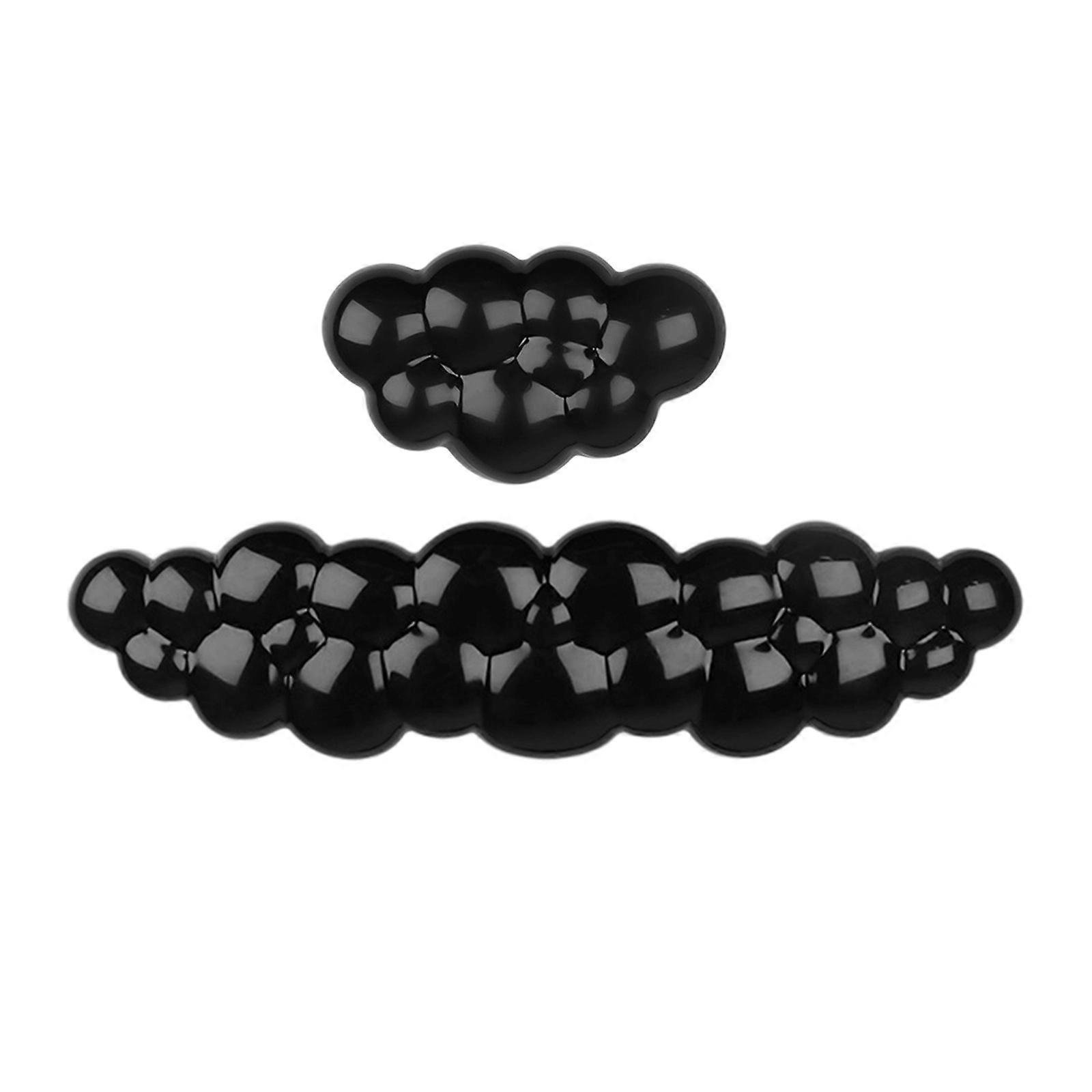 Cloud Pattern Ergonomic Wrist Support Set For Computer Soft Silicone Mouse Pad And Keyboard Rest With Airflows Texture  Transparent black
