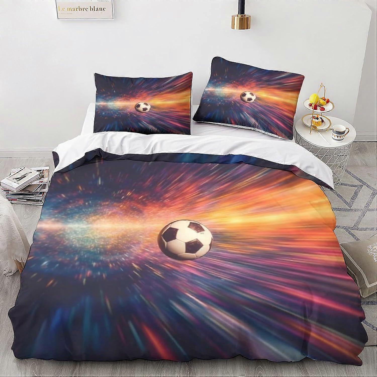 مجموعة غطاء لحاف كرة القدم LikeEj ، مجموعة الفراش ذات الطابع الرياضي ثلاثي الأبعاد ، مجموعة فراش كرة القدم المصنوعة من الألياف الدقيقة الناعمة للمراهقين 3 قطع ، للديكور المنزلي
